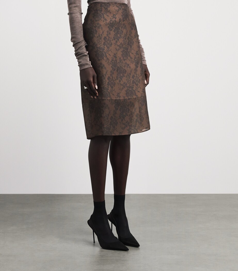 BITE Studios Womens Silk Organza Lace Skirt Tobacco Image 4
