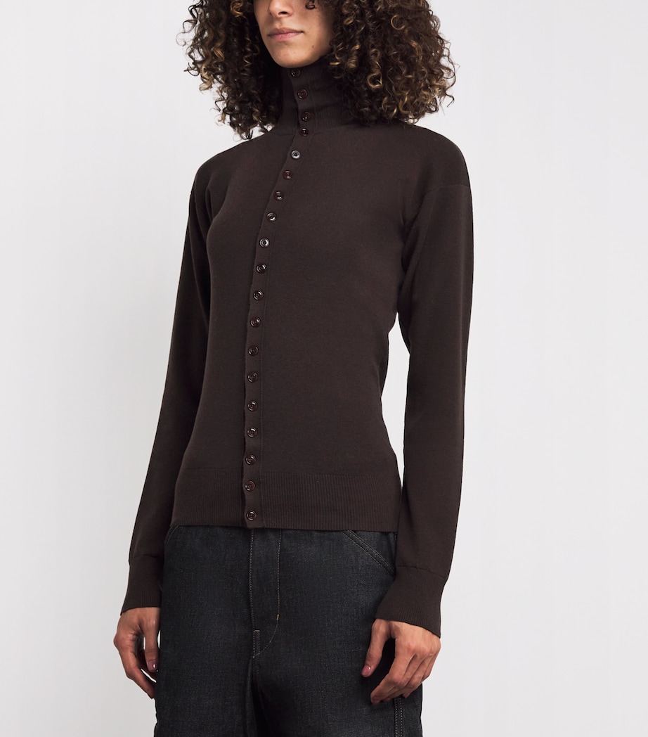 Wool Collared Cardigan RE373 AUBERGINE Image 3