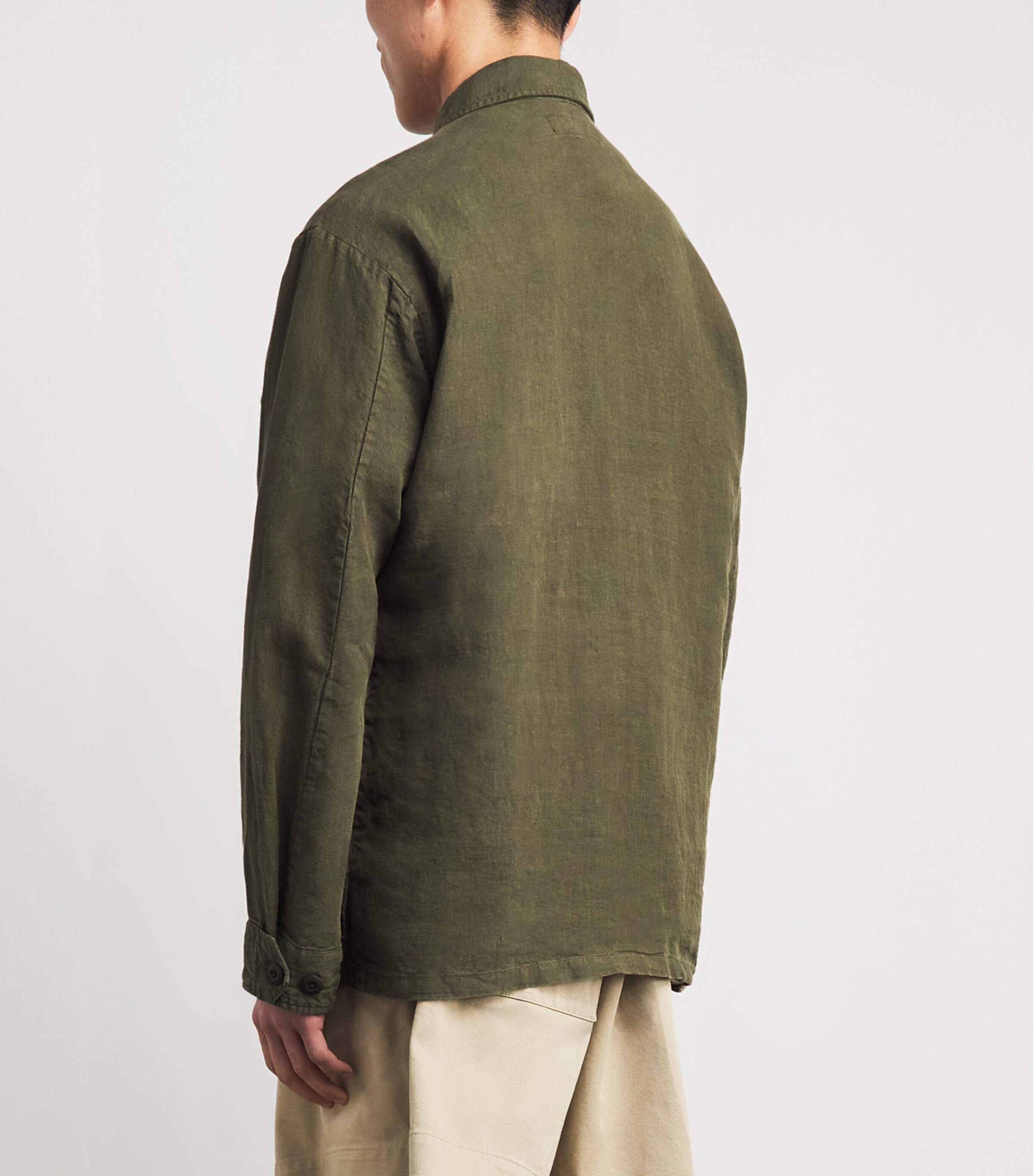 Polo Ralph Lauren Mens Linen Utility Overshirt New Olive Image 5