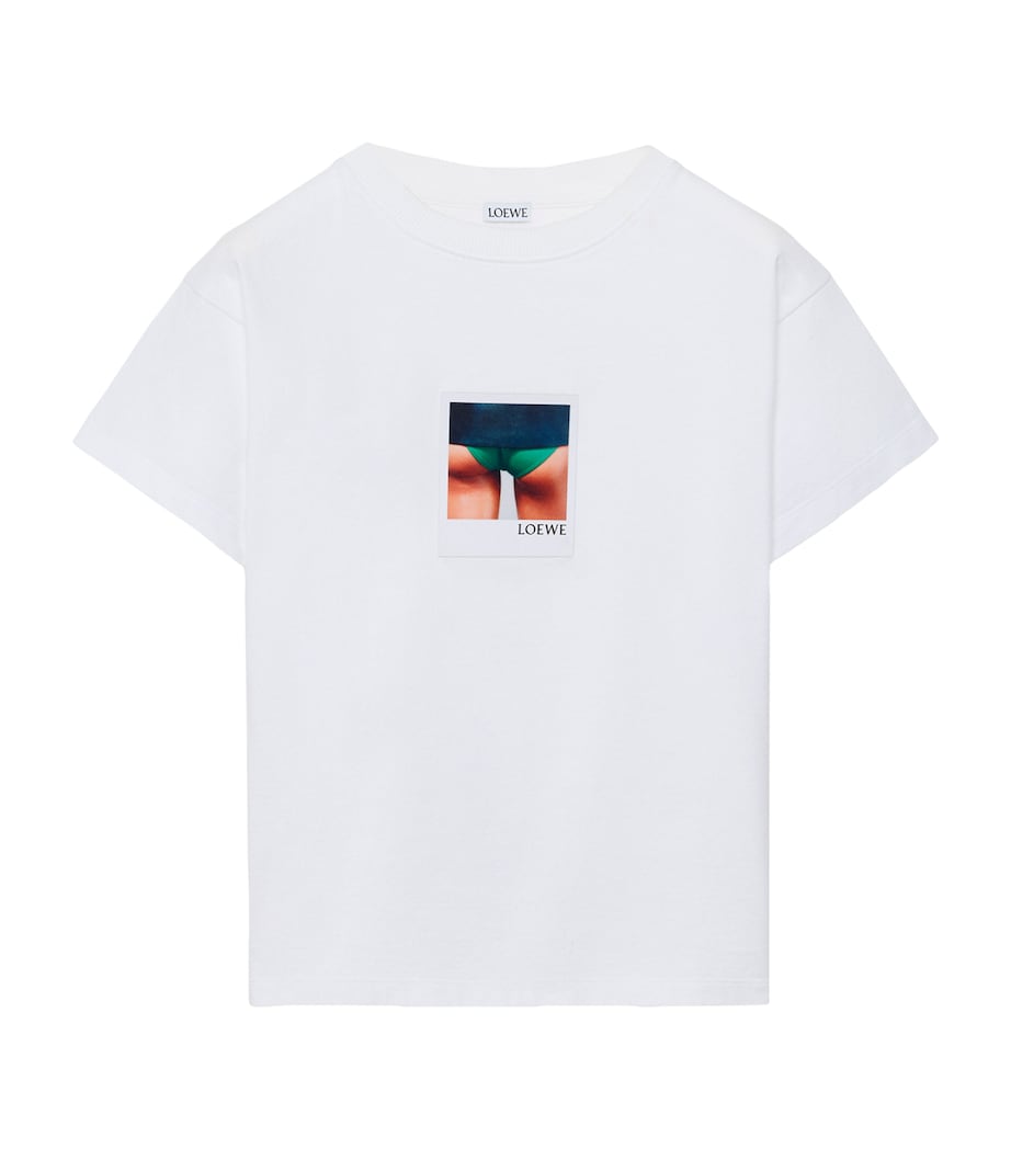 LOEWE Womens Stretch-Cotton Polaroid T-Shirt White Image 1