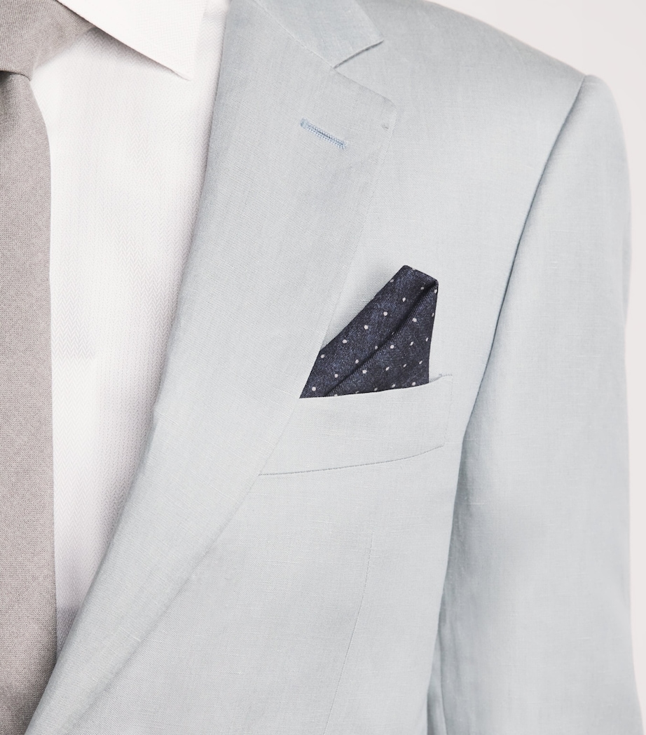 Eleventy Cotton-Wool Pocket Square Denim E Avorio Image 2
