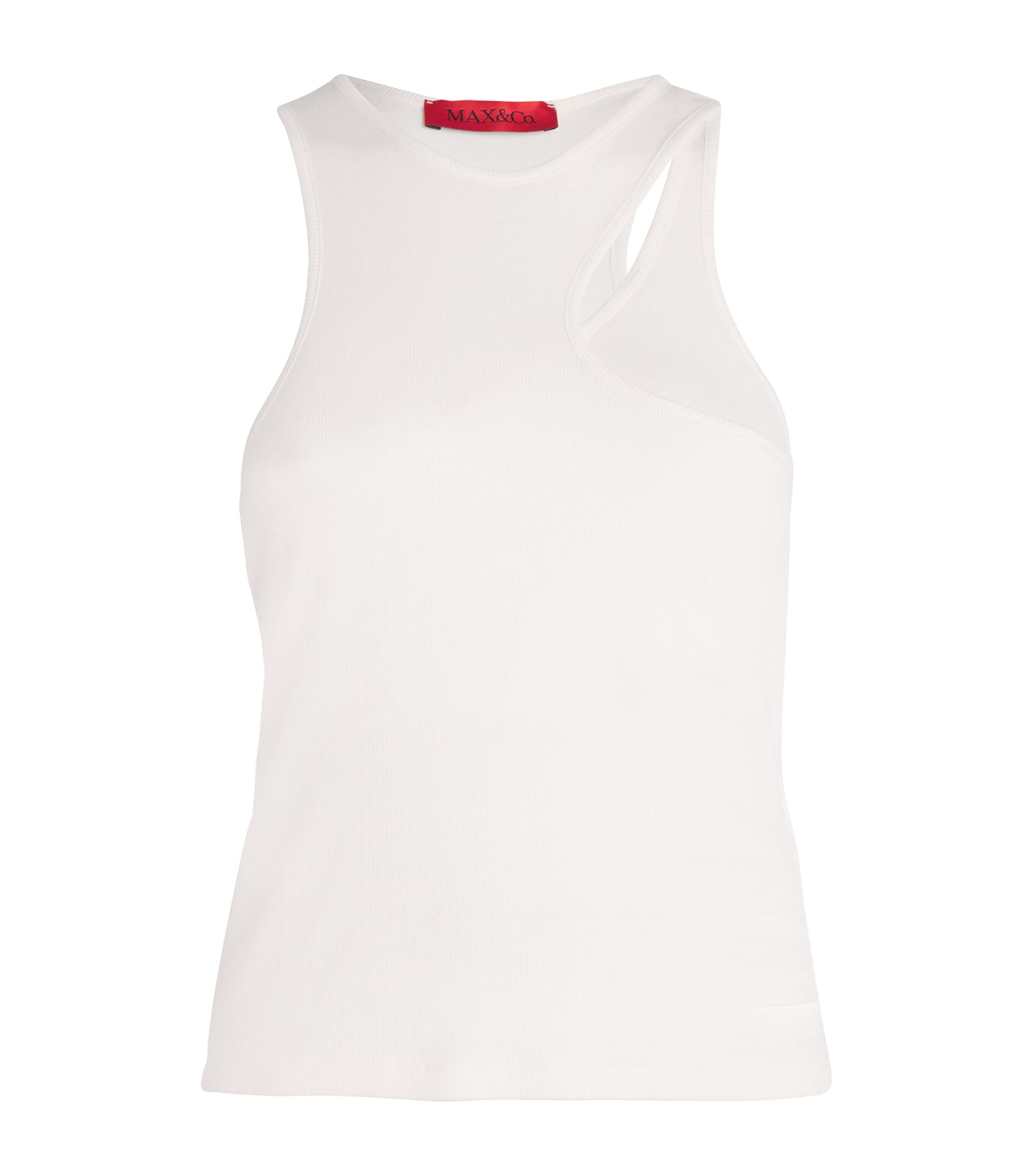 Max & Co Stretch-cotton Cut-out Tank Top In White