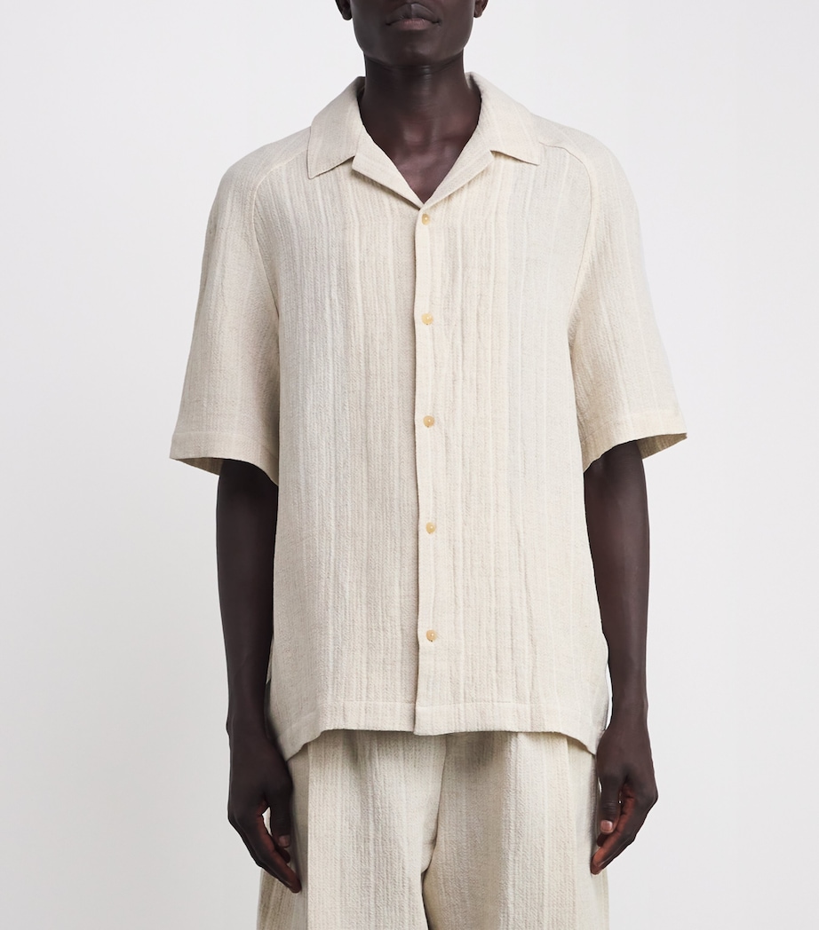 Cotton-Linen Shirt 1KE-RIB KNIT LIG BEI Image 3