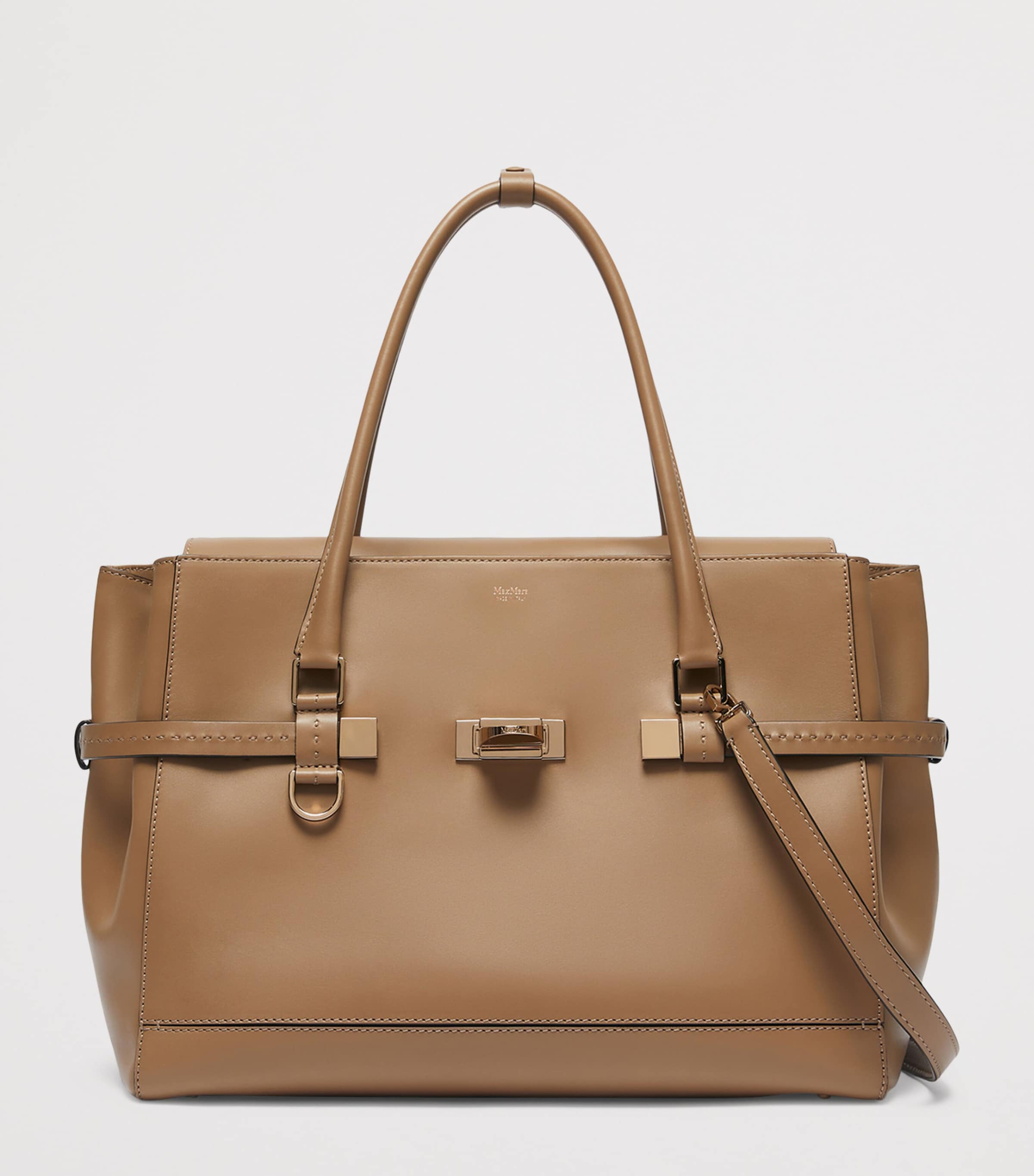 Medium Leather Margaux Top-Handle Bag MUD Image 4