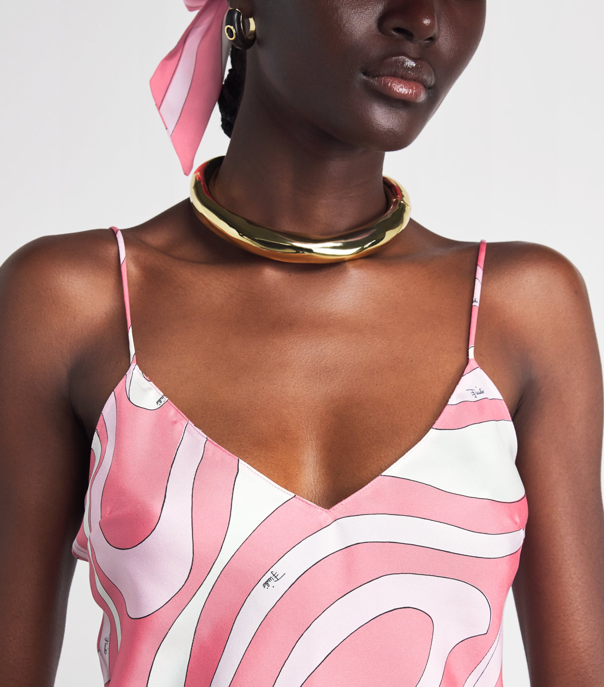 PUCCI Womens Silk Pattern Cami Top Pink Image 3