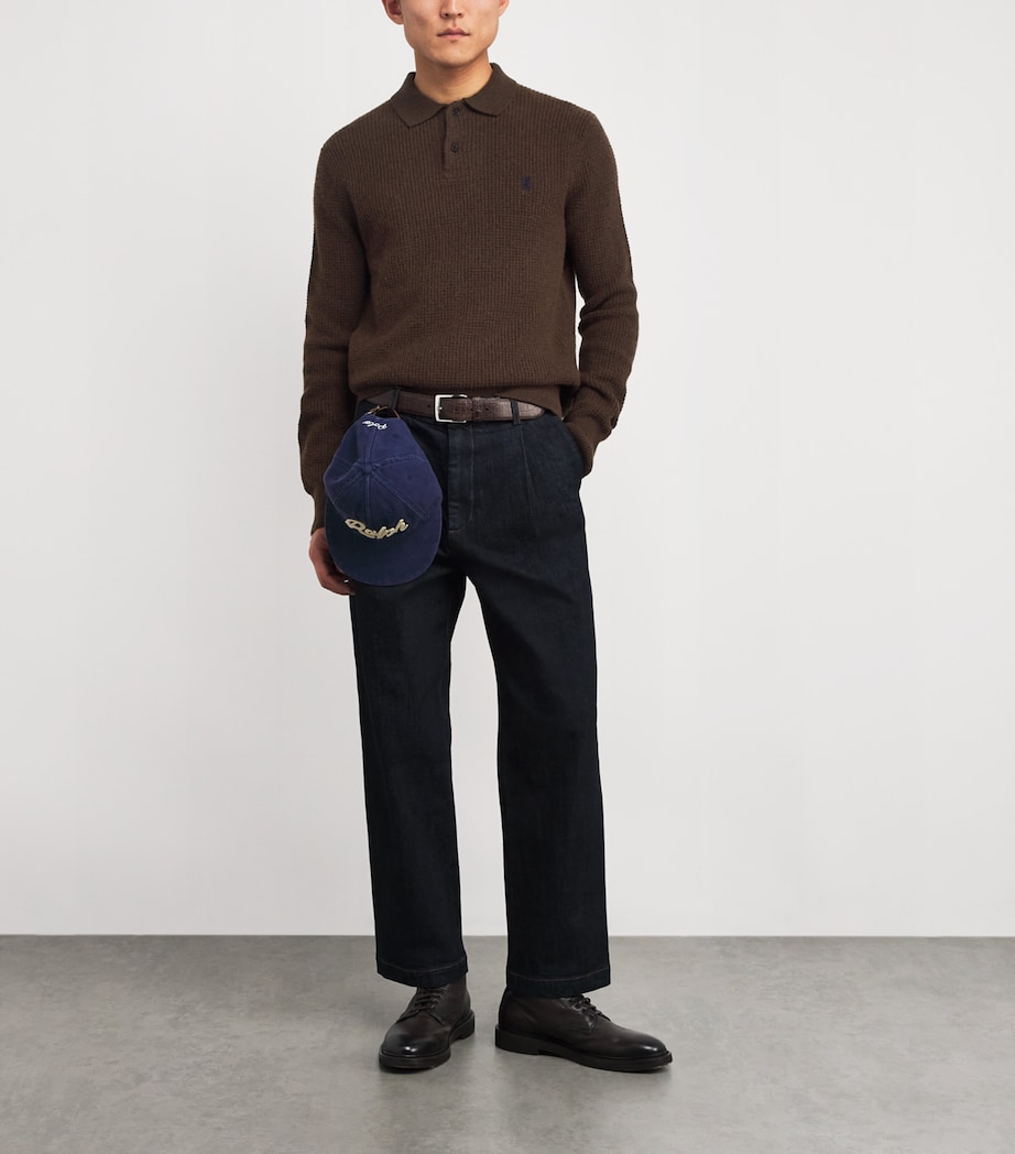 Wool-Cotton Polo Sweater BROWN HEATHER Image 2