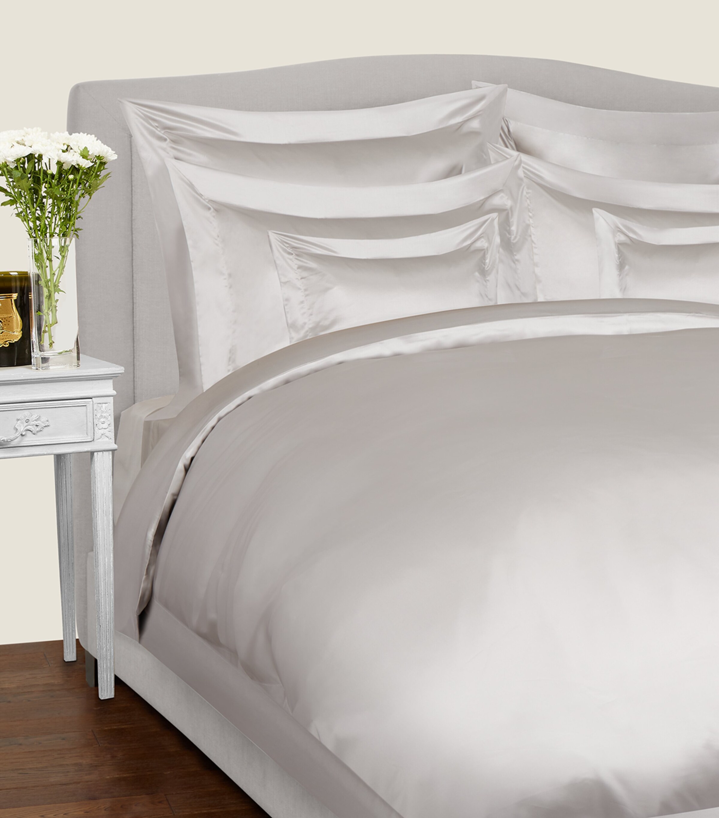 Gingerlily Silk Fitted Sheet In Grey