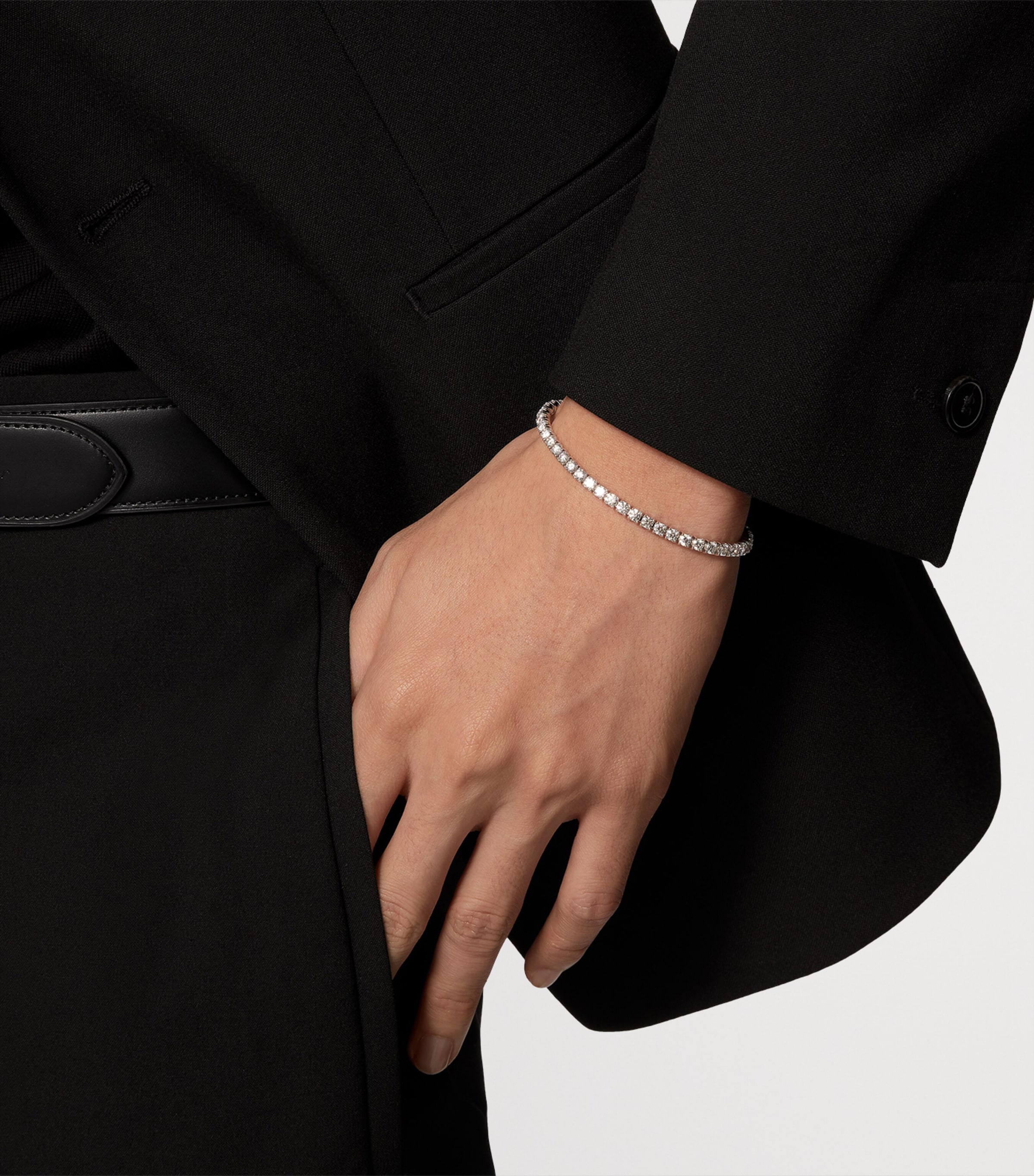 White Gold and Diamond Essentials Lines Bracelet WHITE GOLD Image 6