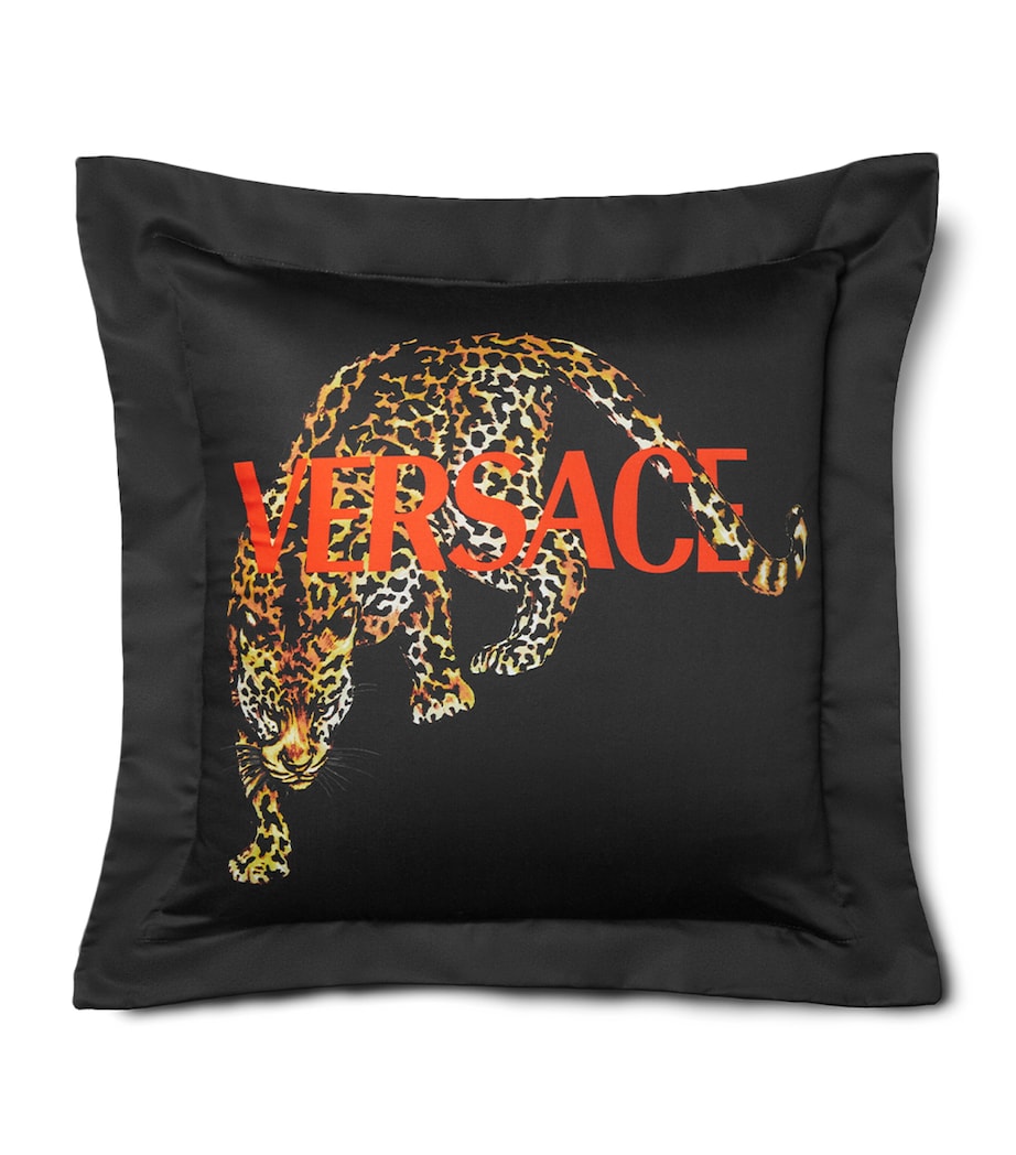 Cotton-Satin Wild Cats Cushion (60cm x 60cm) D ANTHRCT/NOISETTE Image 2