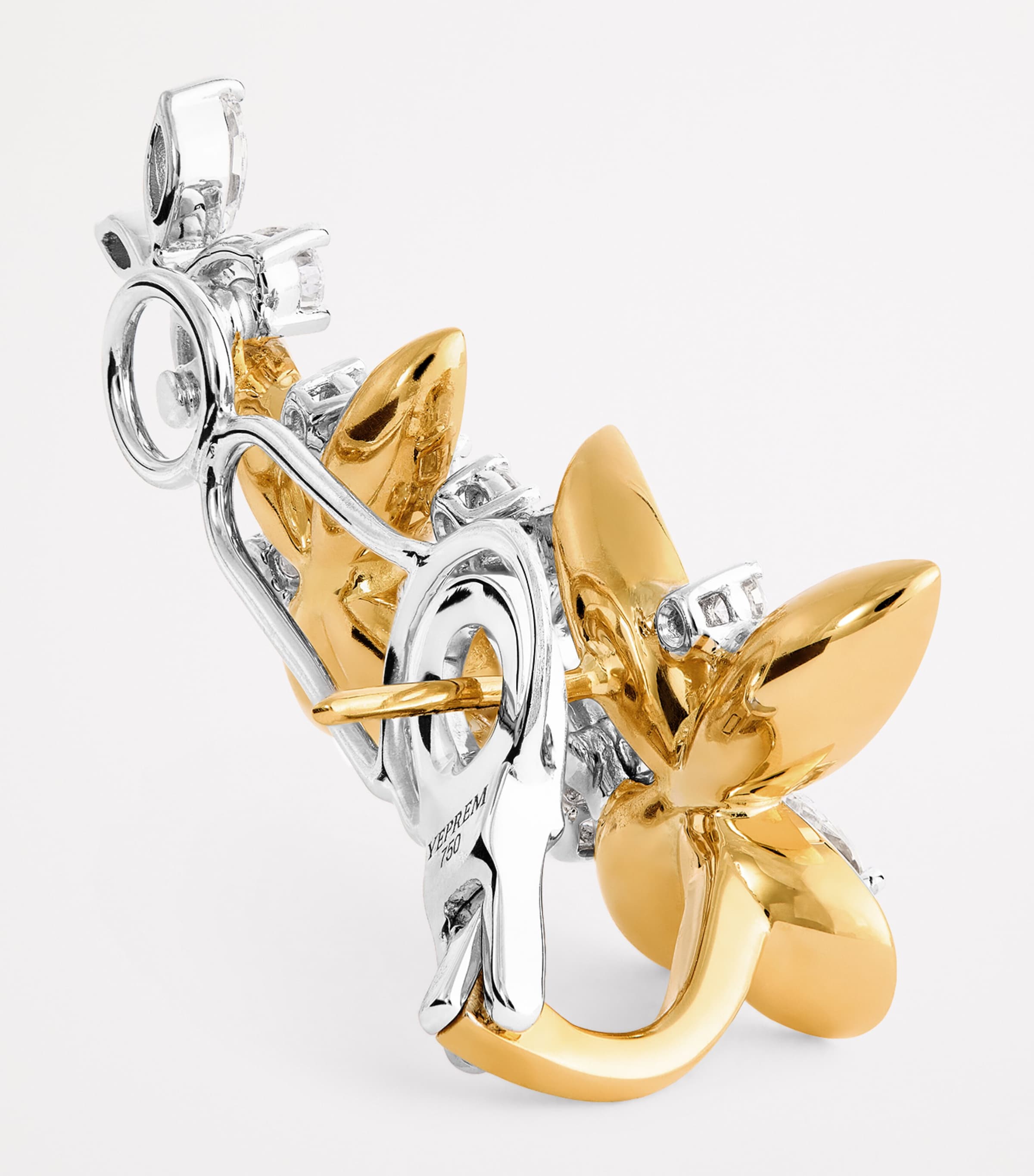 Yellow Gold and Diamond Butterfly Earrings YELLOW GOLD Image 4