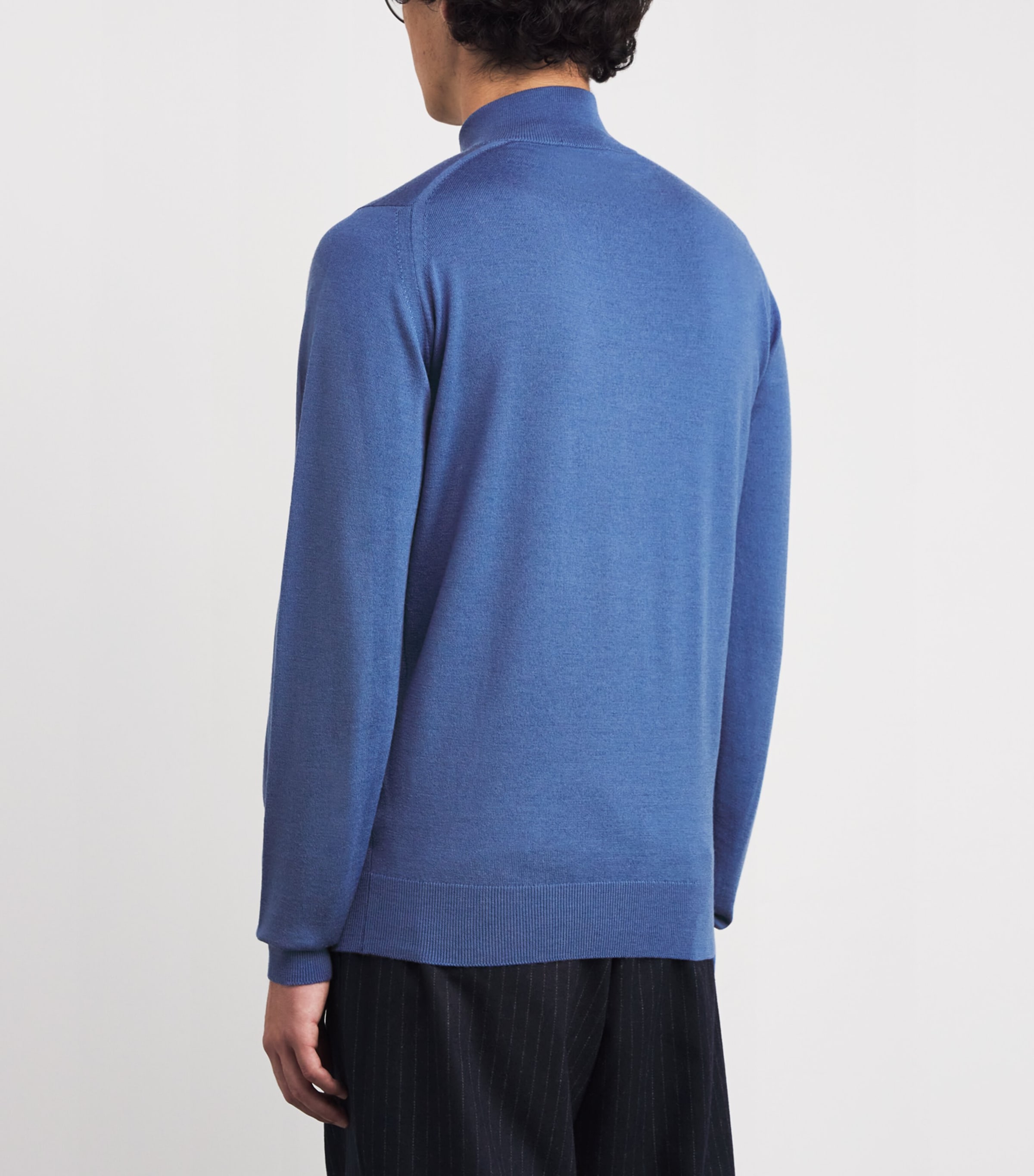 Extra Fine Merino Wool Half-Zip Tapton Sweater SALTIRE BLUE Image 4