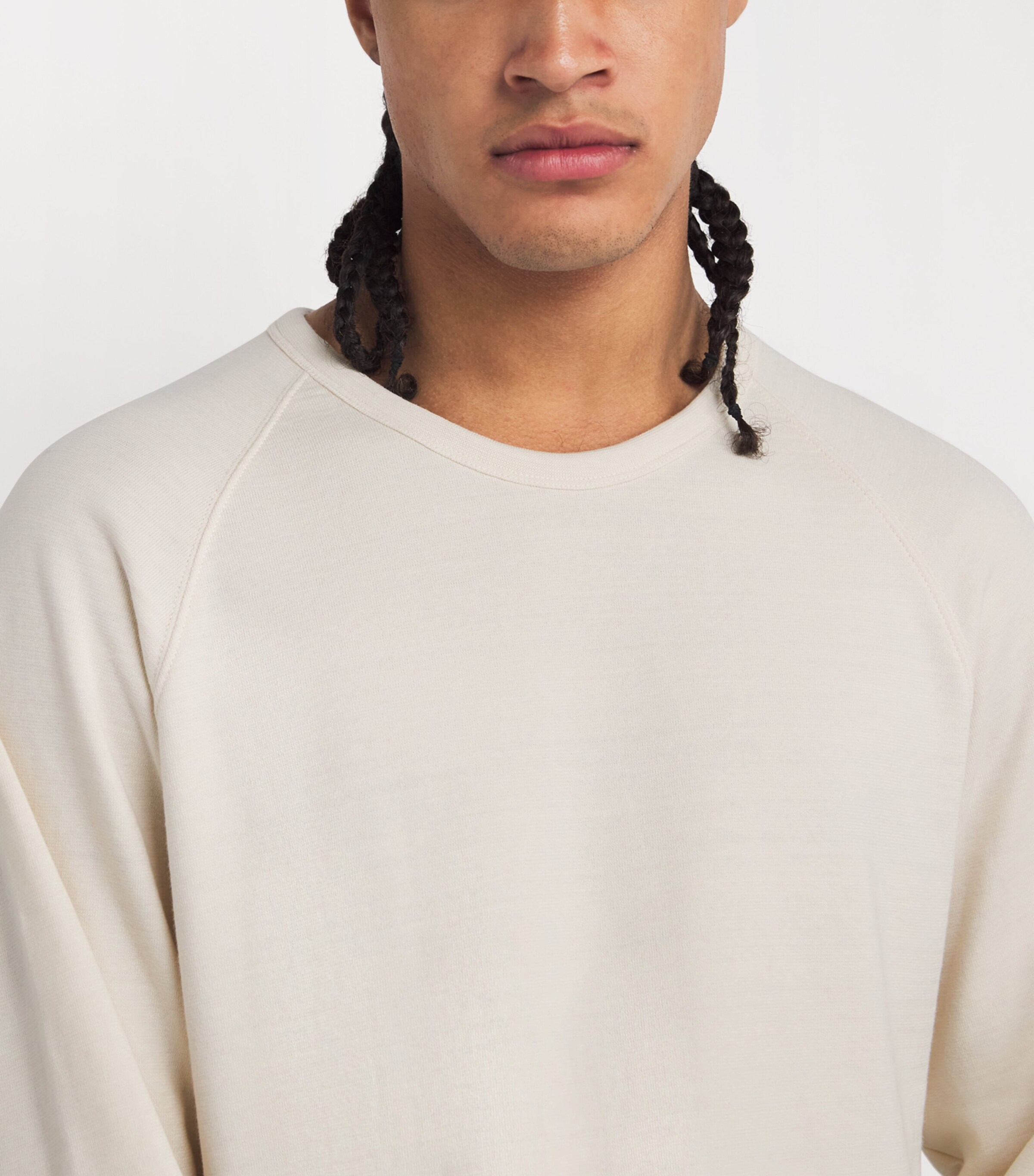 Cotton-Wool Raglan-Sleeve Sweatshirt LIGHT CREAM WH048 Image 6