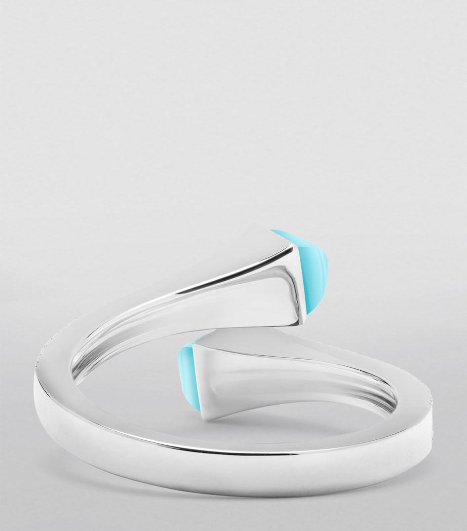 White Gold, Diamond and Sea Blue Chalcedony Cleo Ring WHITE GOLD Image 3
