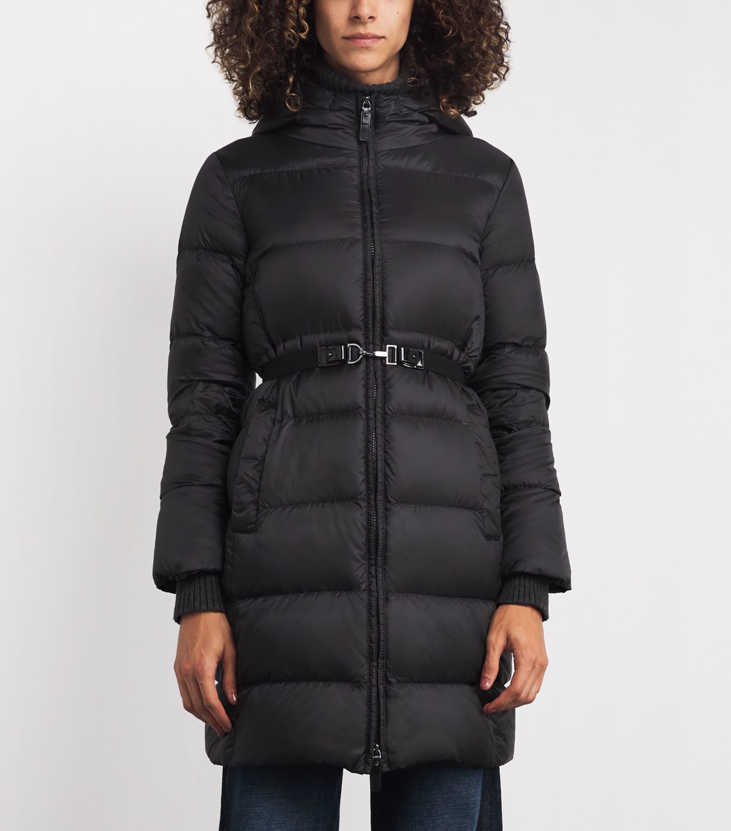 Down Quilted Longline Jacket BLACK Image 3