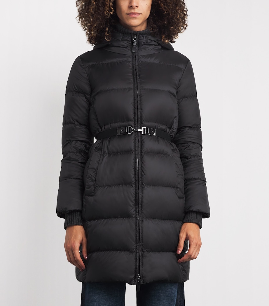 Down Quilted Longline Jacket BLACK Image 3