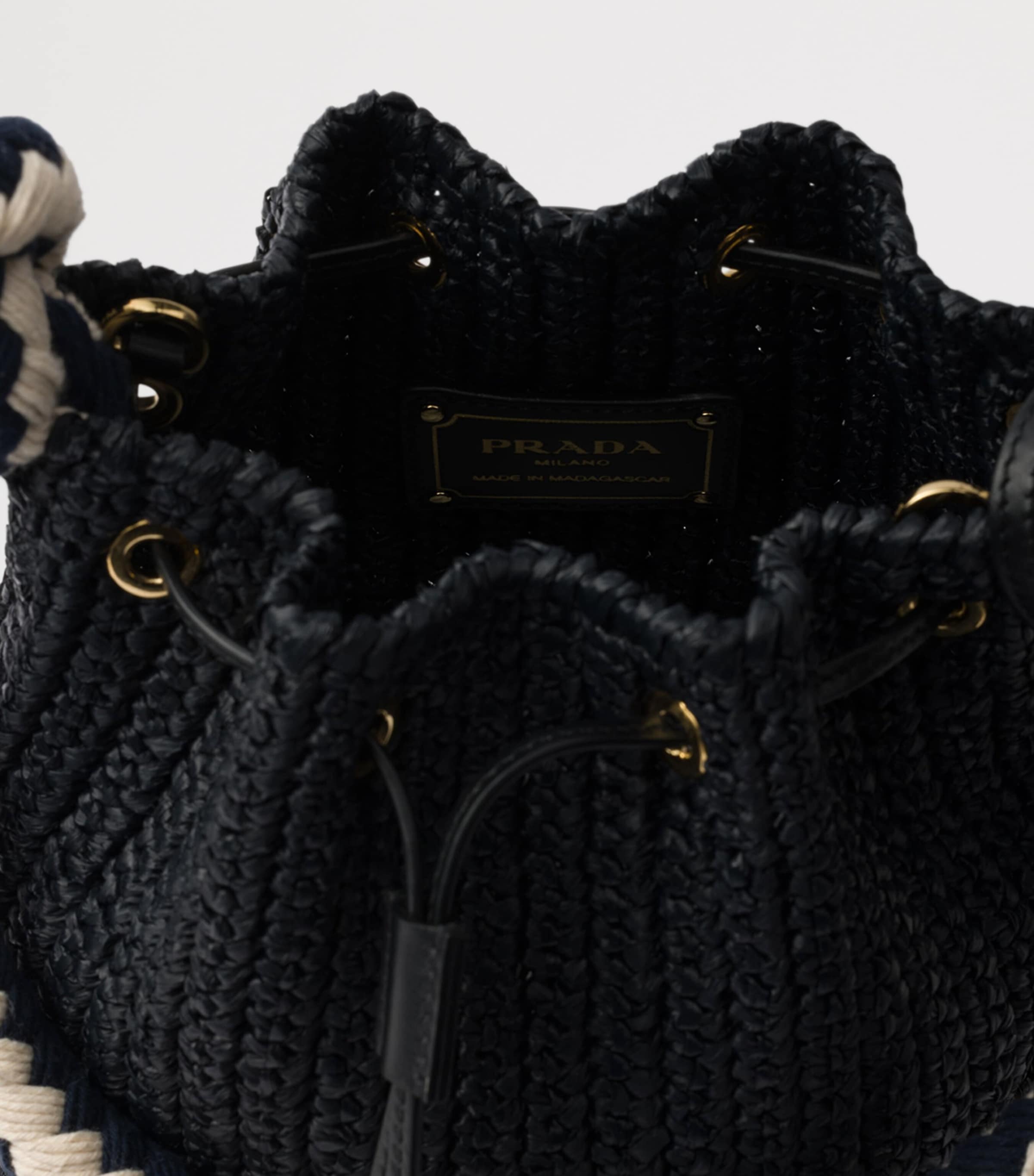 【送料&関税込】Prada Black Crochet Mini Bucket Bag Black Crochet mini bucket bag | PRADA
