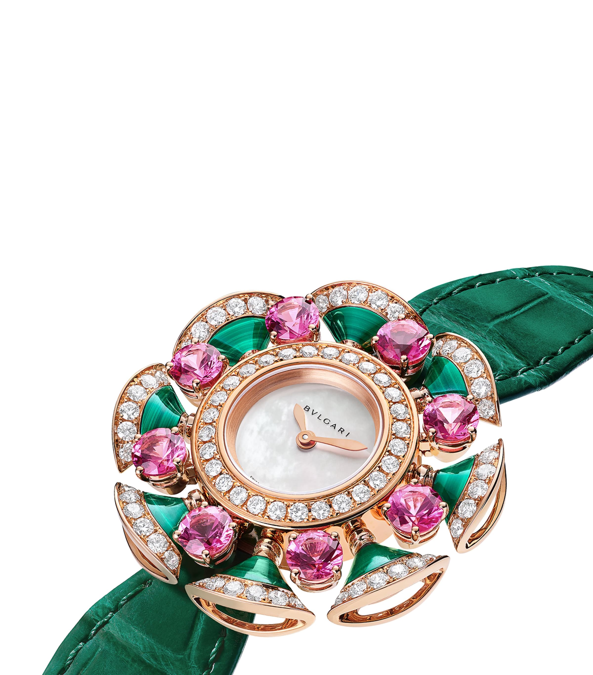 Rose Gold, Diamond, Tourmaline and Malachite Divas' Dream Cocktail Watch 33mm MOTHER OF PEARL Image 2
