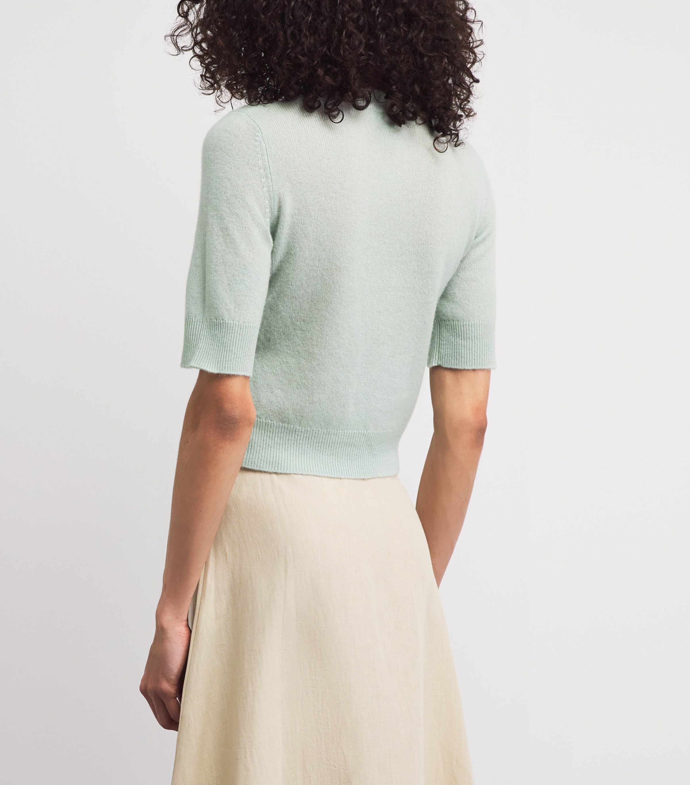 Le Kasha Womens Cashmere Short-Sleeve Chypre Sweater Lagoon Image 5