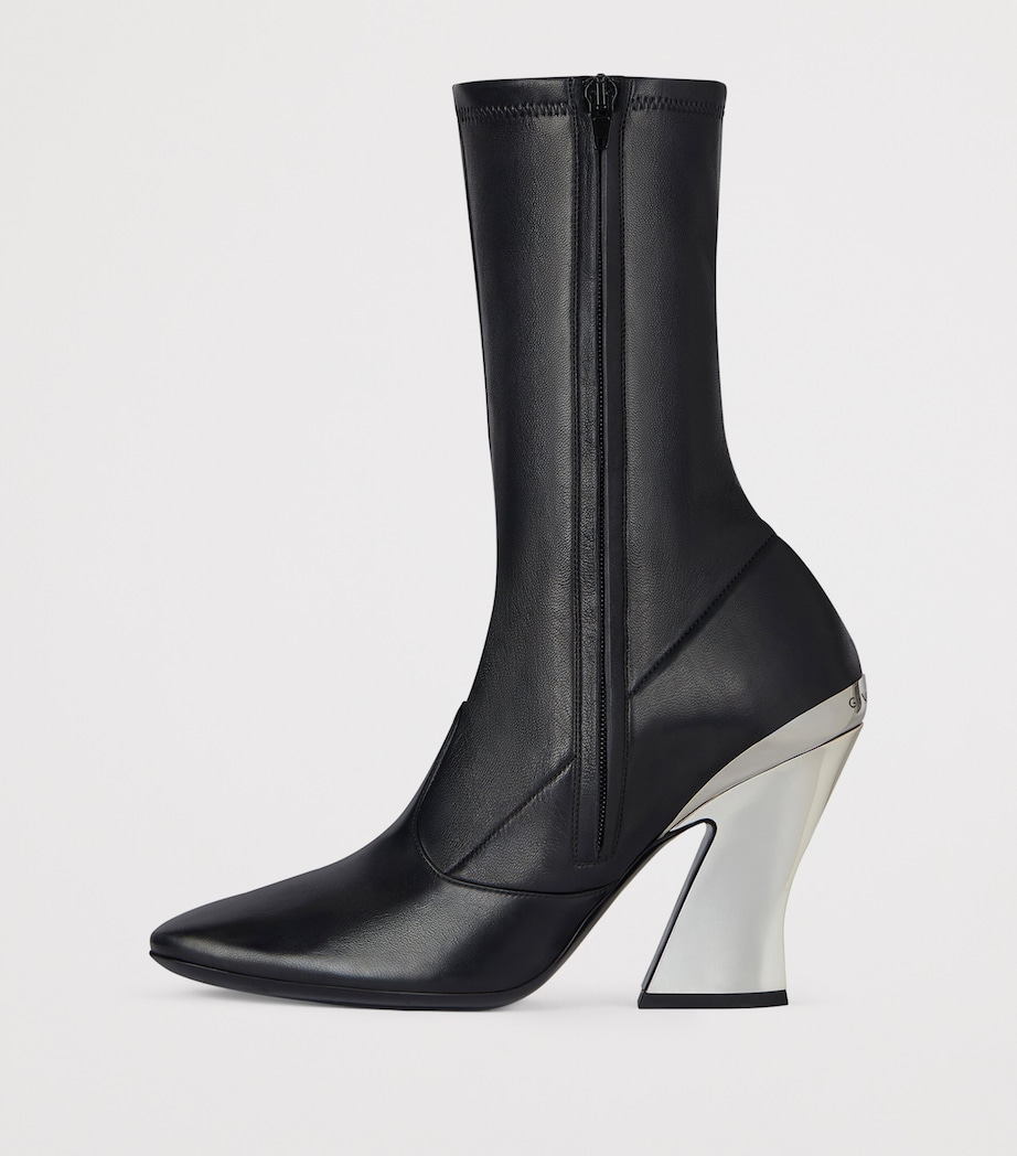 Leather Heeled Boots 95 BLACK/SILVERY Image 3