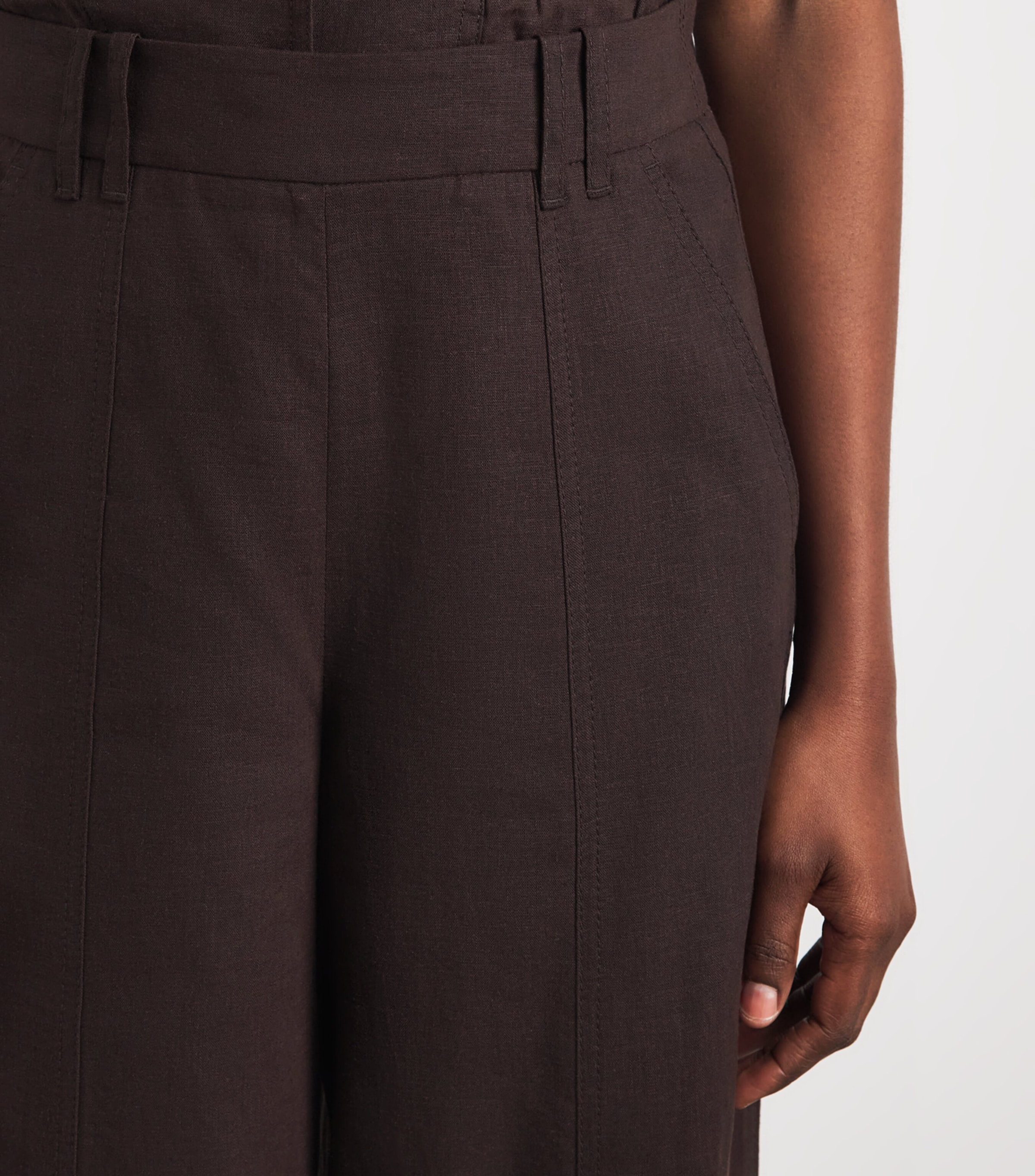 ME+EM Womens Cropped Wide-Leg Trousers Cocoa Brown Image 3