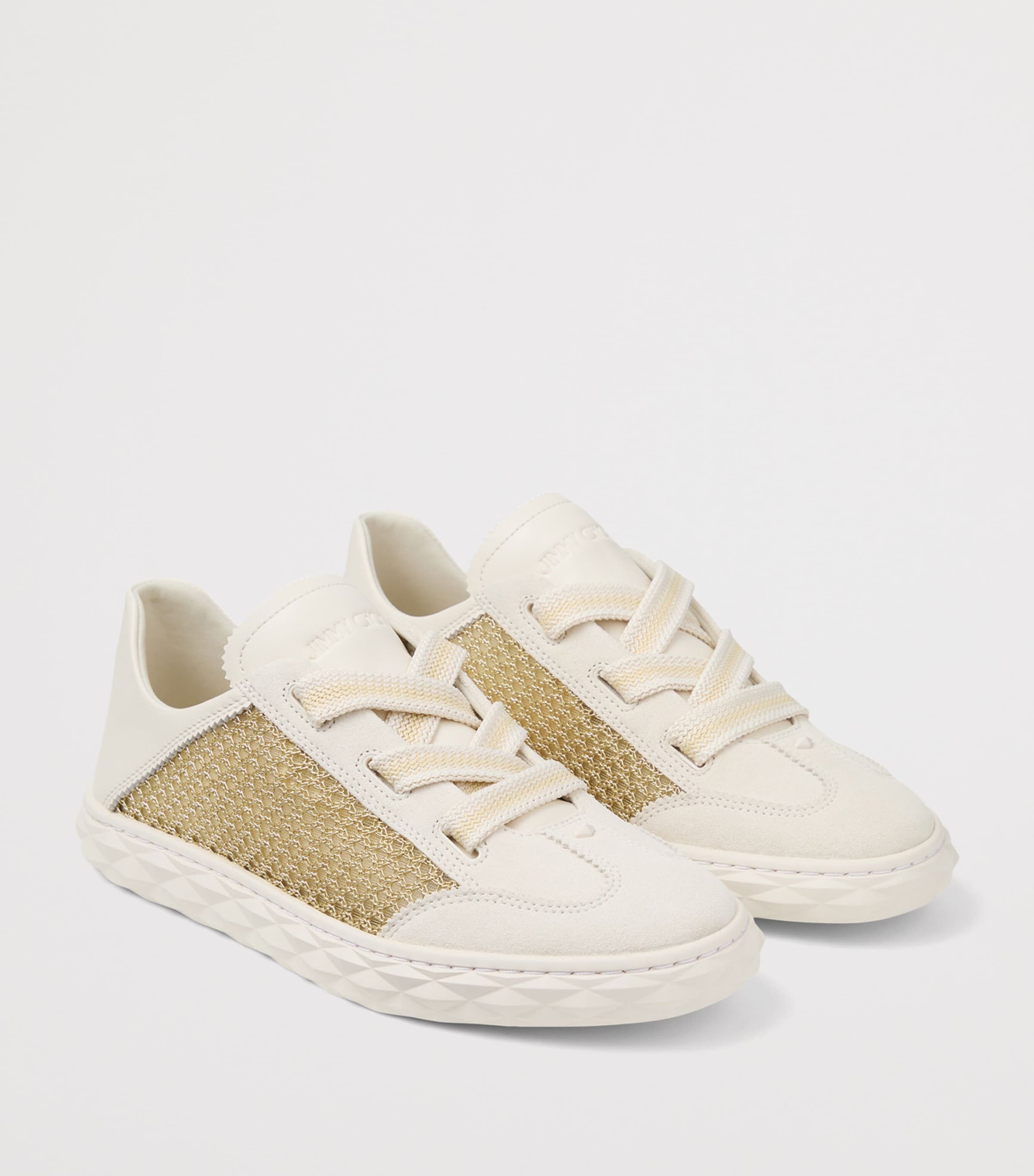 Jimmy Choo Diamond Light Flex Leather-Mesh Sneakers V Gold/latte Image 4