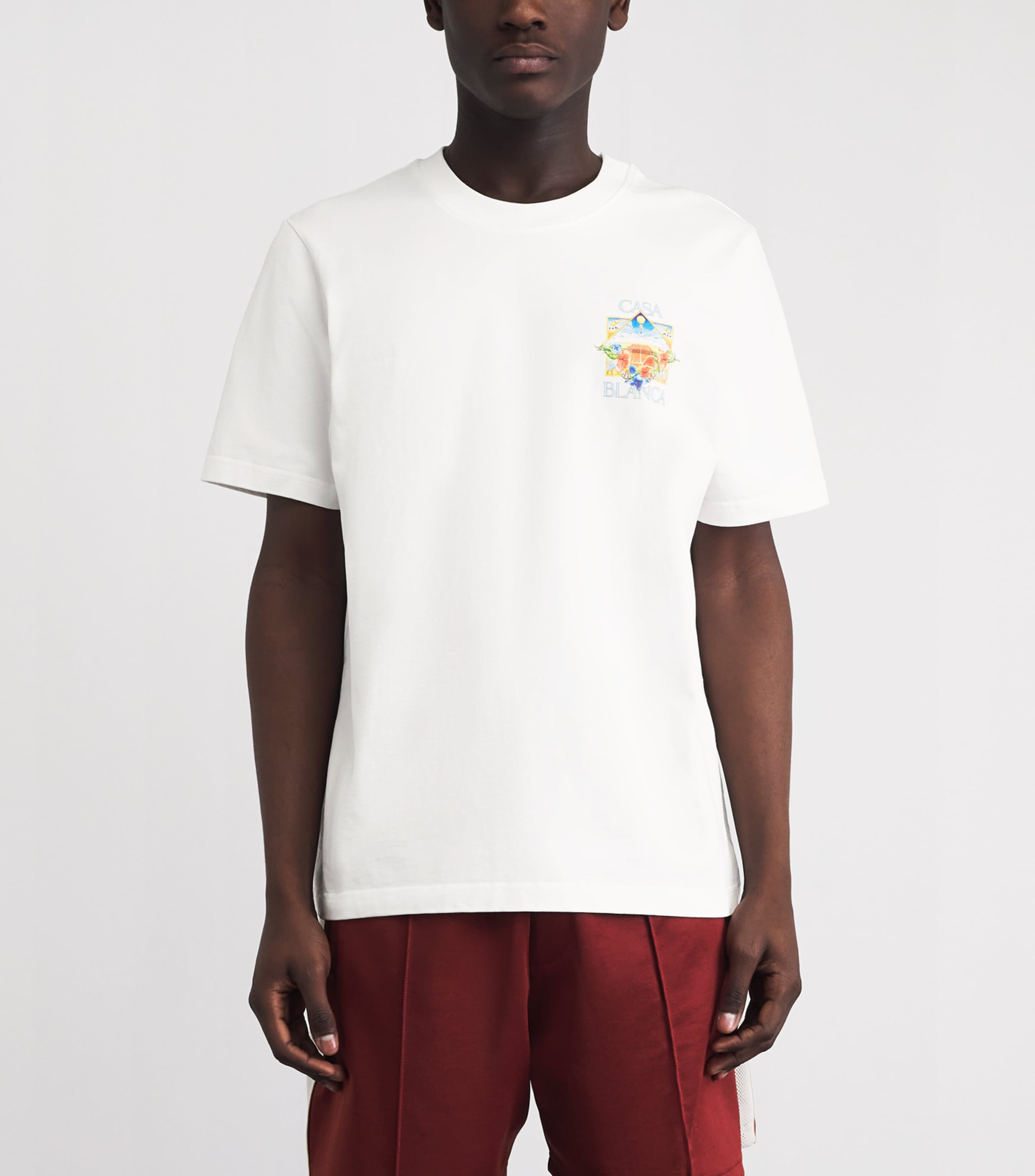Casablanca Mens Organic Cotton Tennis Logo T-Shirt Flower Court Icon Image 4