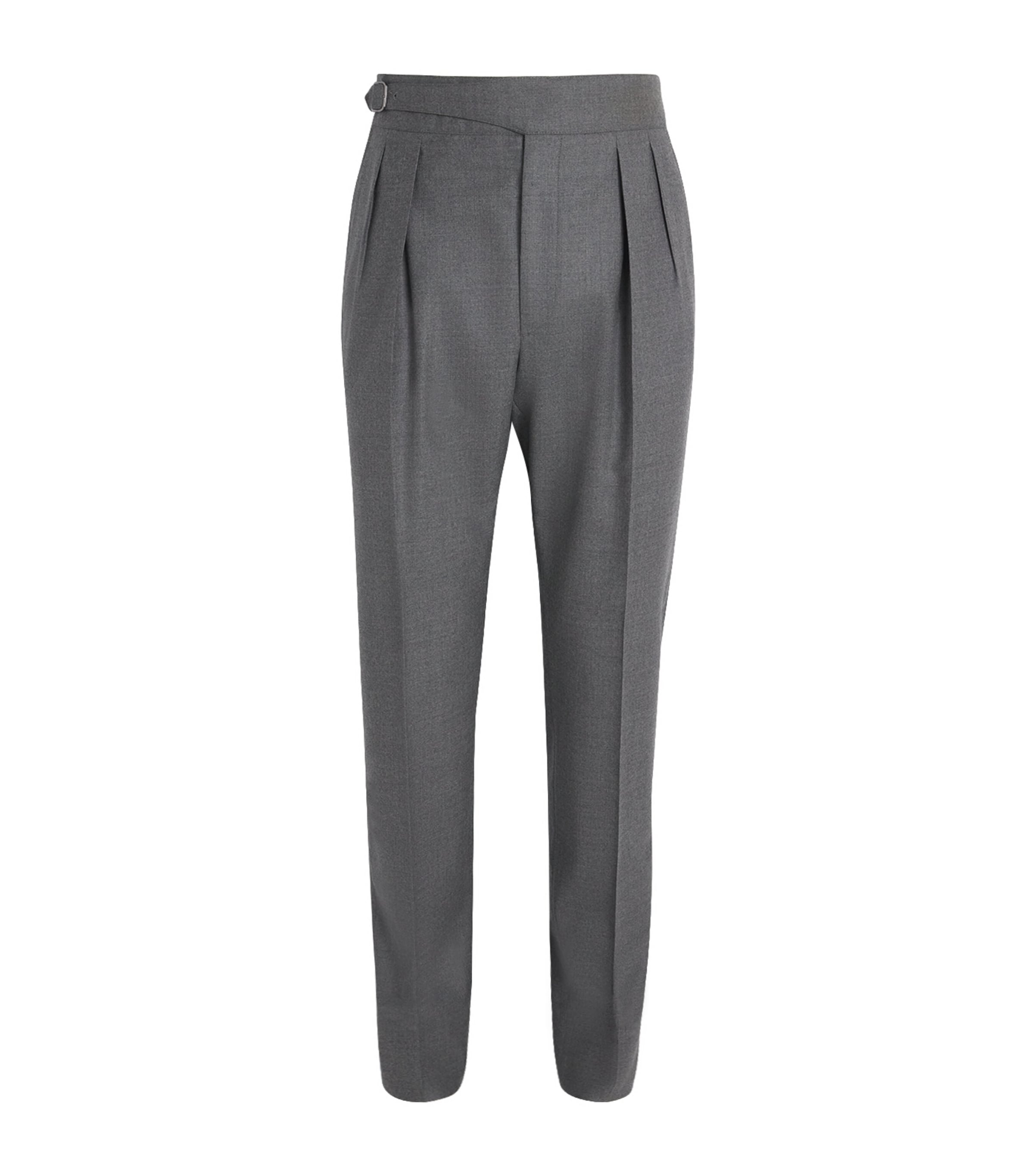 Wool Pleated Byron Trousers GREY HTR Image 1