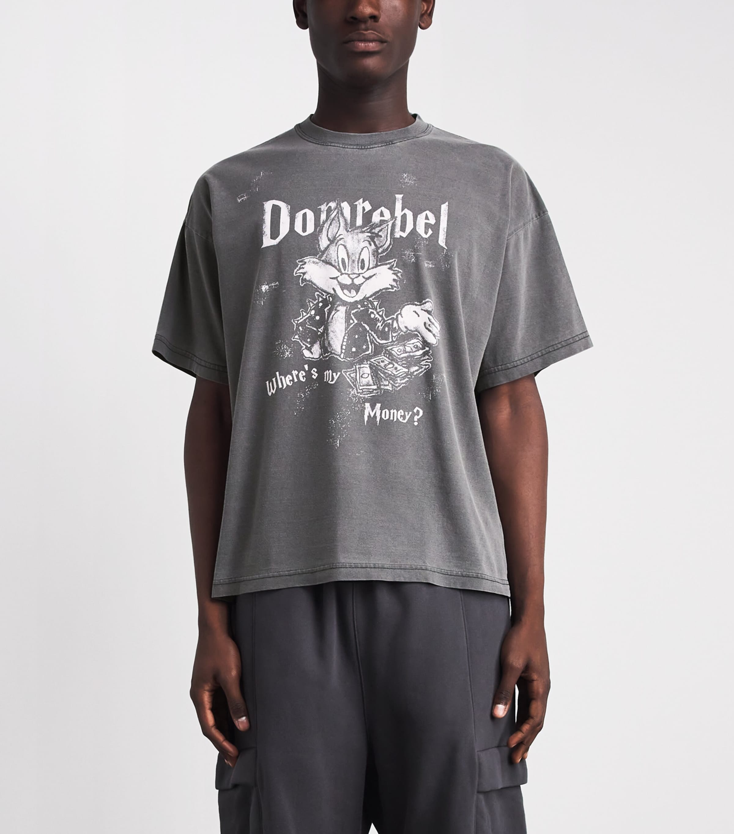 DOMREBEL Mens Cotton Collect T-Shirt Faded Black Image 4