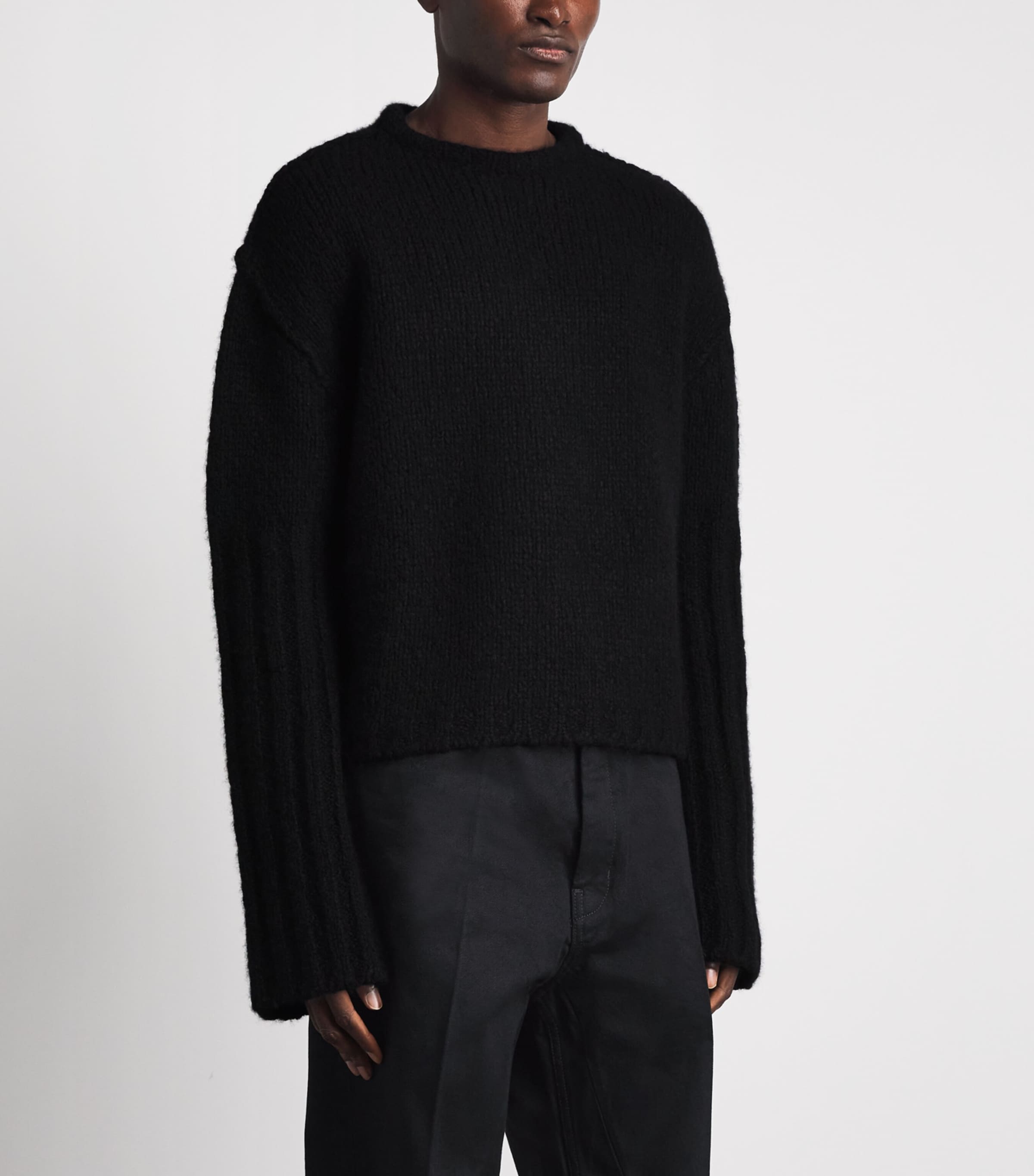 Rick Owens Mens Cashmere-Silk Crew-Neck Sweater Black Image 4