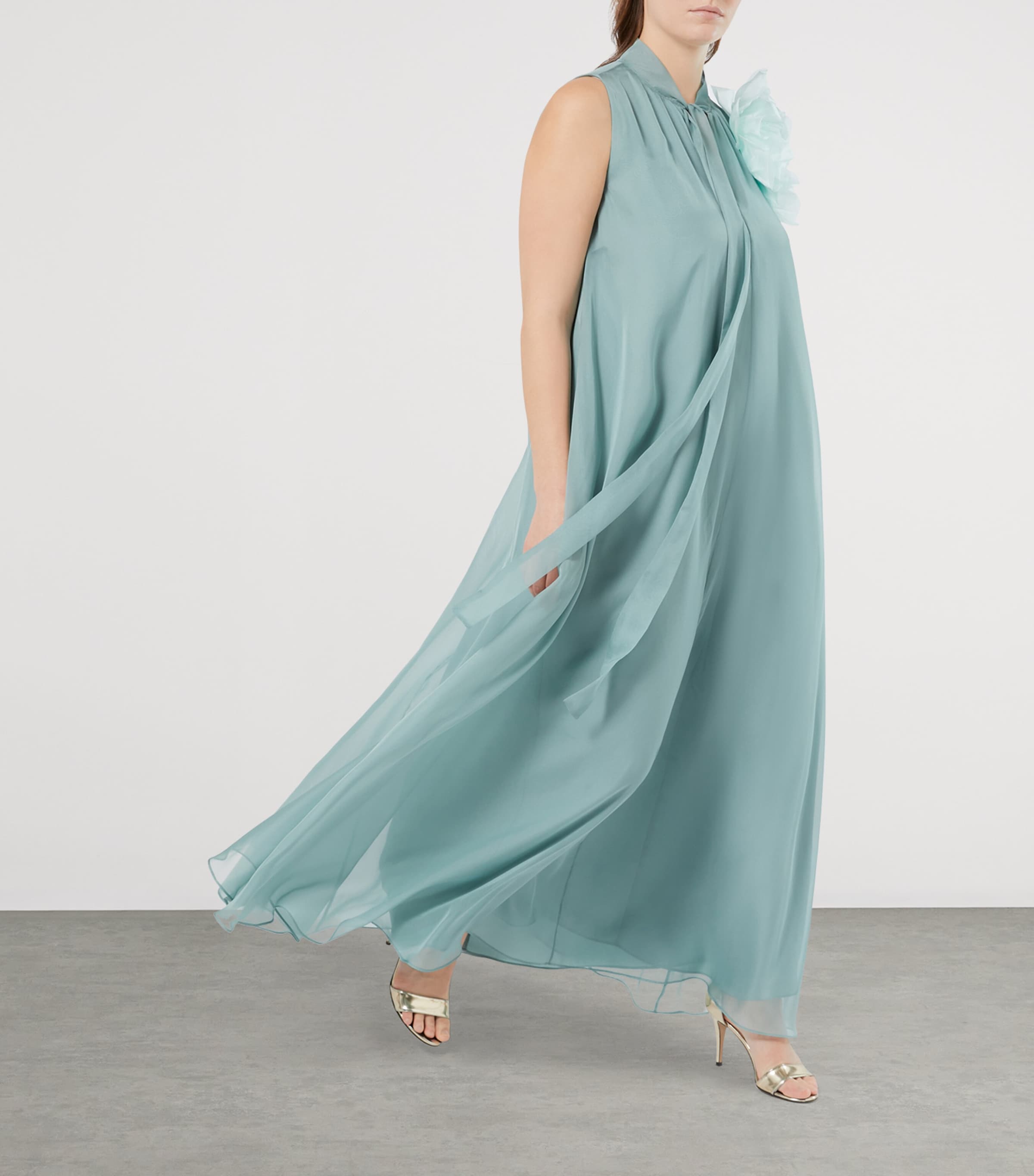 Satin Embellished Midi Dress PASTEL GREEN Image 4