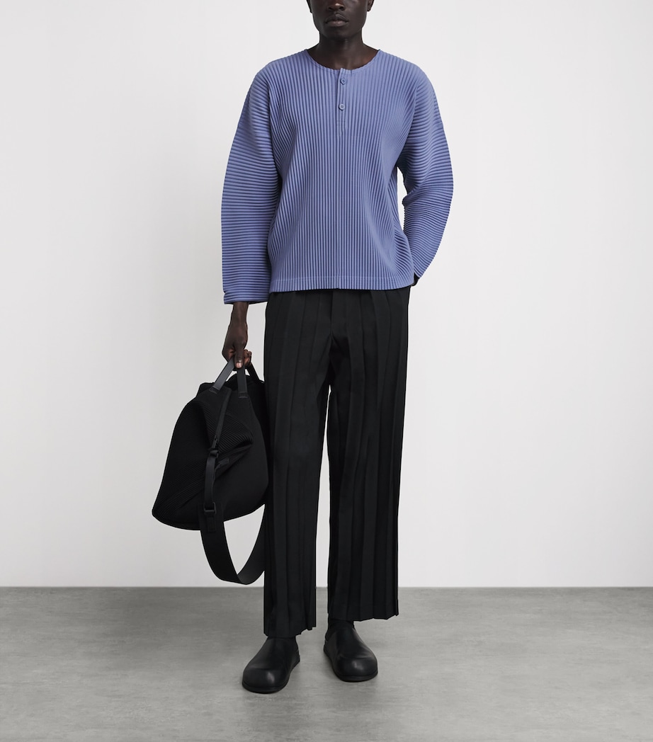 Homme Plissé Issey Miyake Mens Pleated Henley Shirt Manarola Wal Vlt Image 2