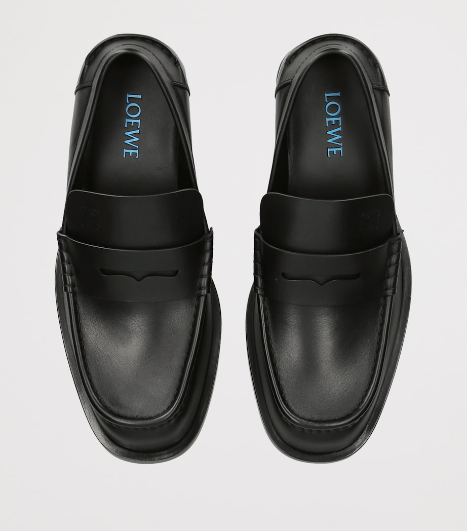 LOEWE Leather Bobine Loafers Black Image 4