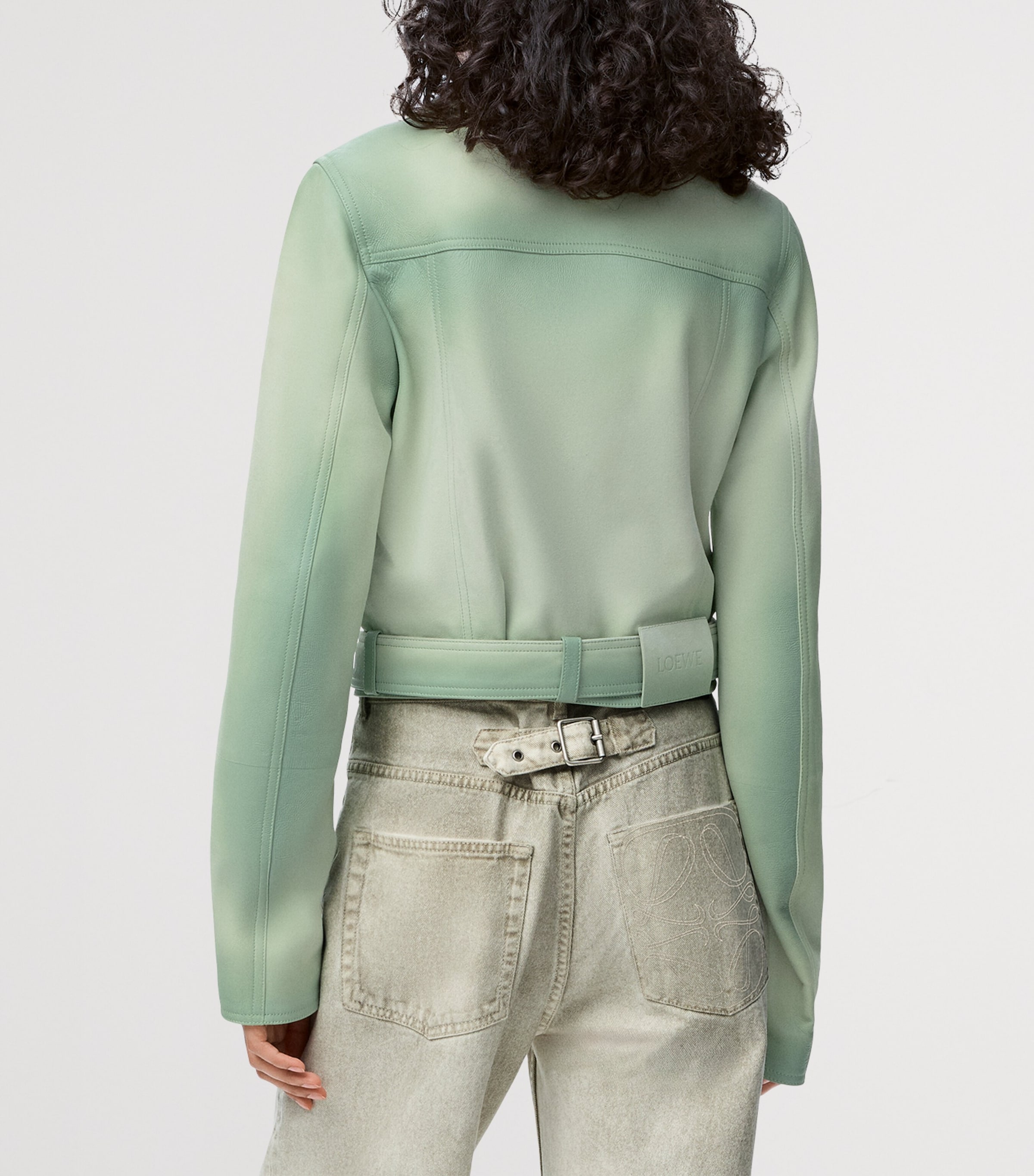 Lambskin Cropped Jacket SAGE Image 4