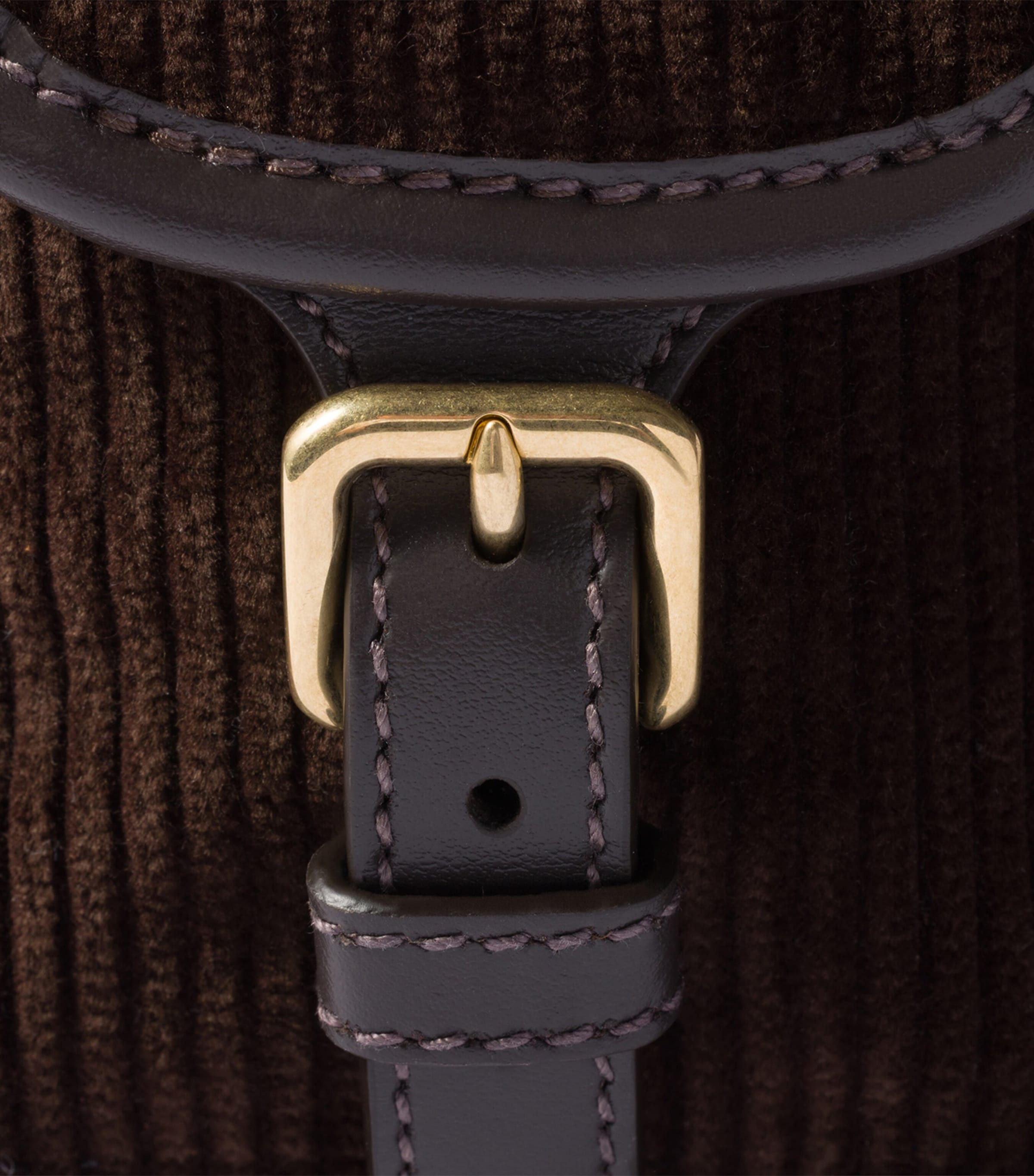 Large Corduroy Leather-Trim Backpack F0192 Image 5