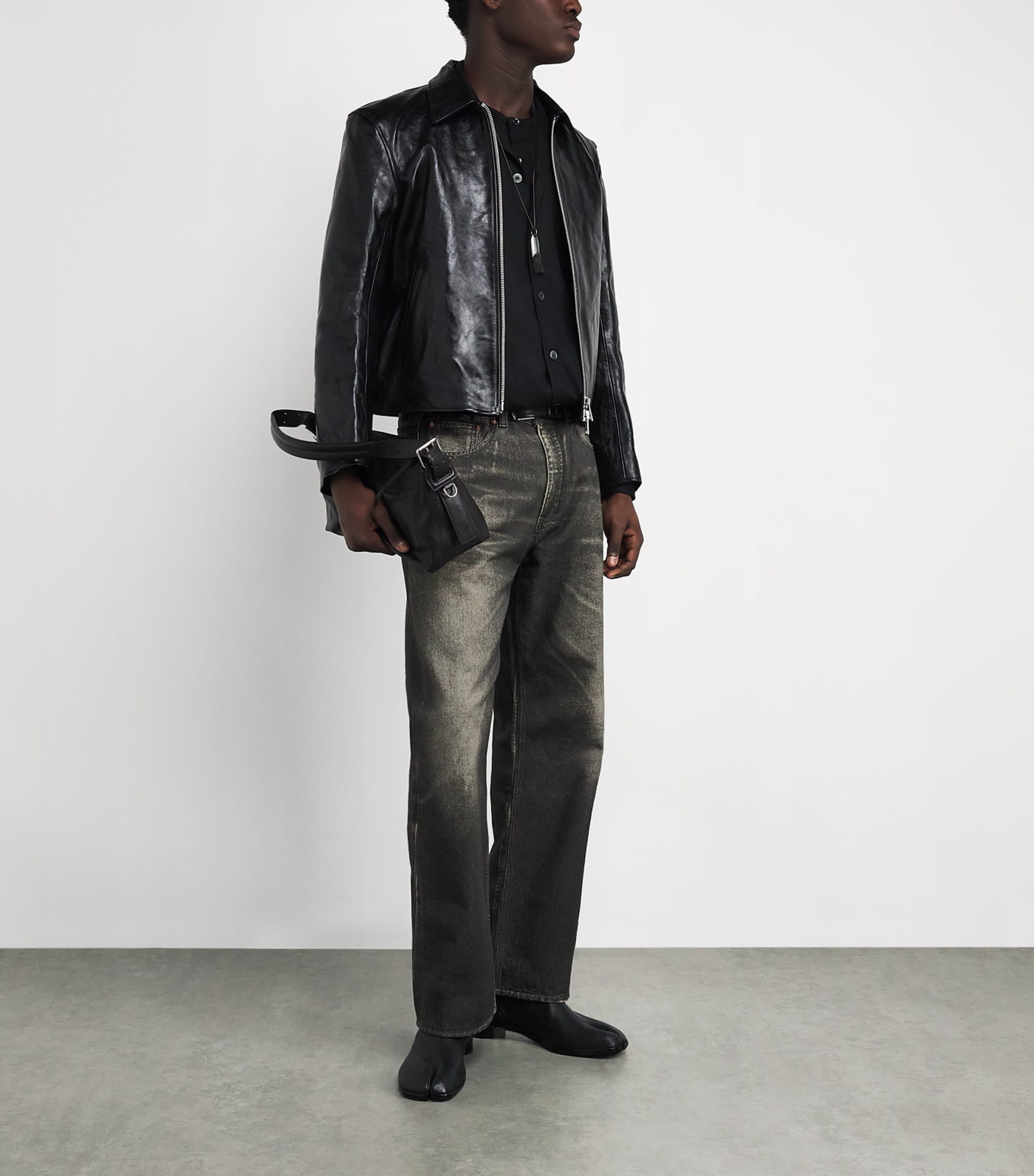 Trompe-l'Oeil Third Cut Straight Jeans DGTL BLCK AURRA PRNT Image 2