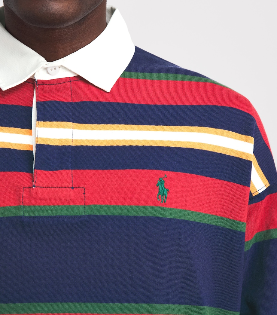 Polo Ralph Lauren Mens Cotton Stripe Rugby Shirt Newport Navy Multi Image 3