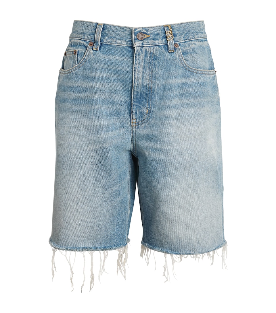 Chloé High-Rise Denim Shorts Blue
