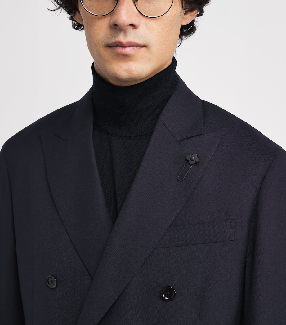 Wool-Blend Double-Breasted Blazer 850 NAVY Image 6
