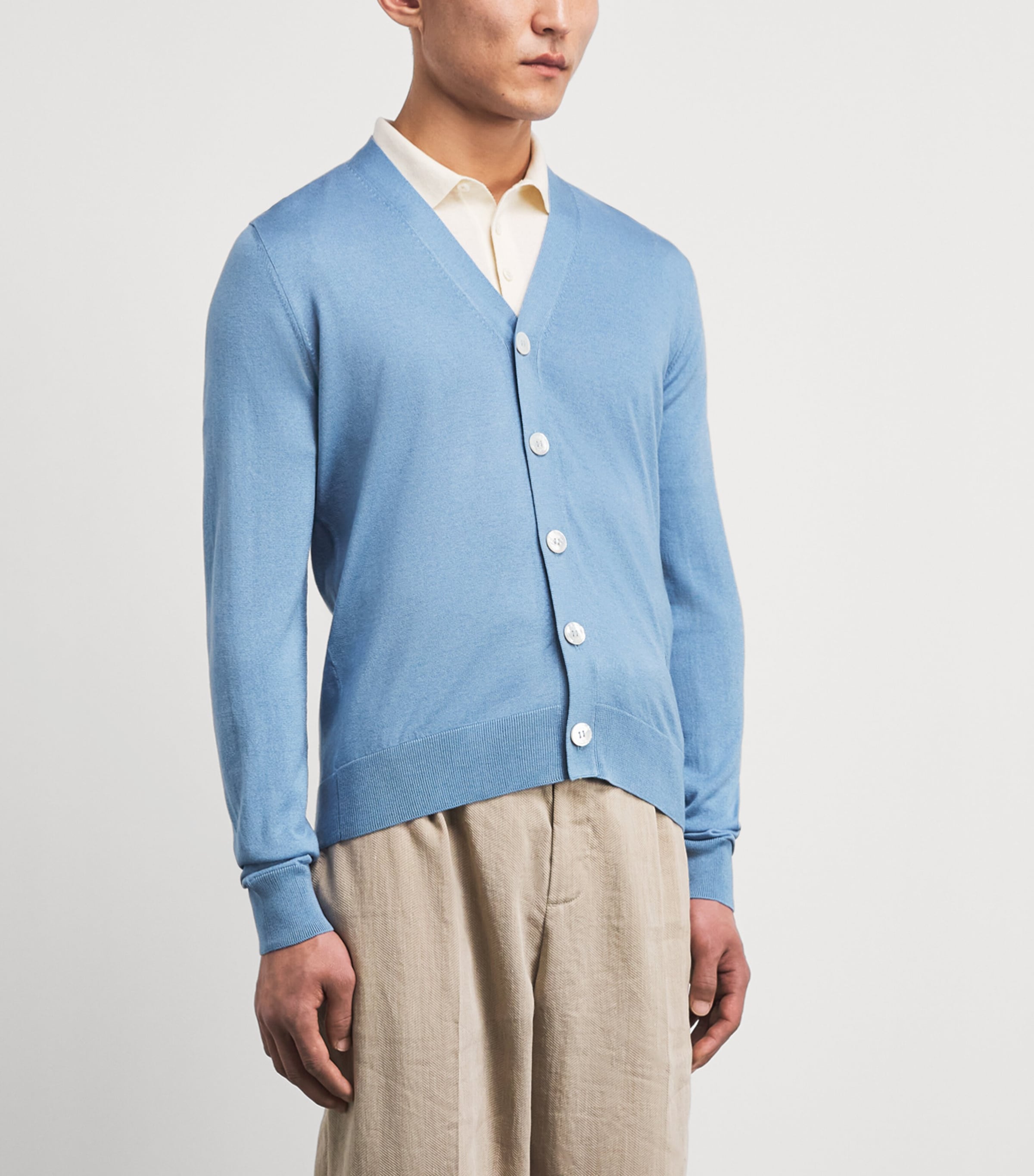 Isaia Mens Silk-Cashmere Cardigan Image 4