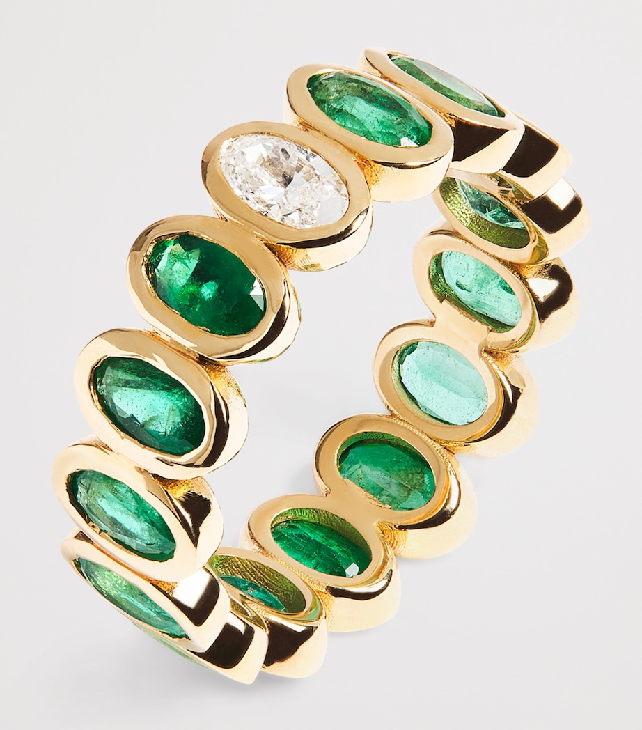 Yellow Gold, Diamond and Emerald Eternity Ring YELLOW GOLD Image 5