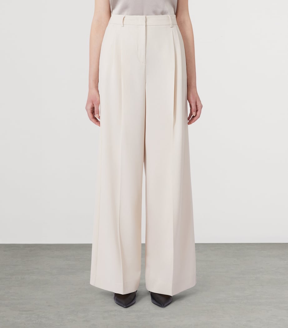 Weekend Max Mara Womens Virgin Wool Wide-Leg Trousers Ivory Image 3