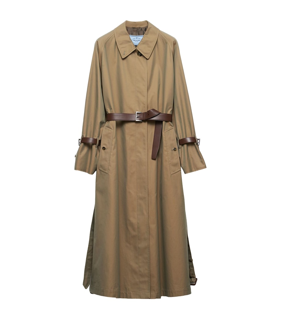 Prada Womens Belted Trench Coat Image 1
