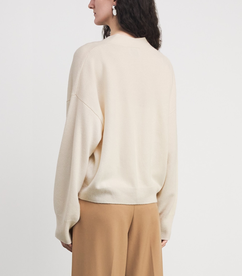Le Kasha Womens Organic Cashmere Cardigan White Image 5