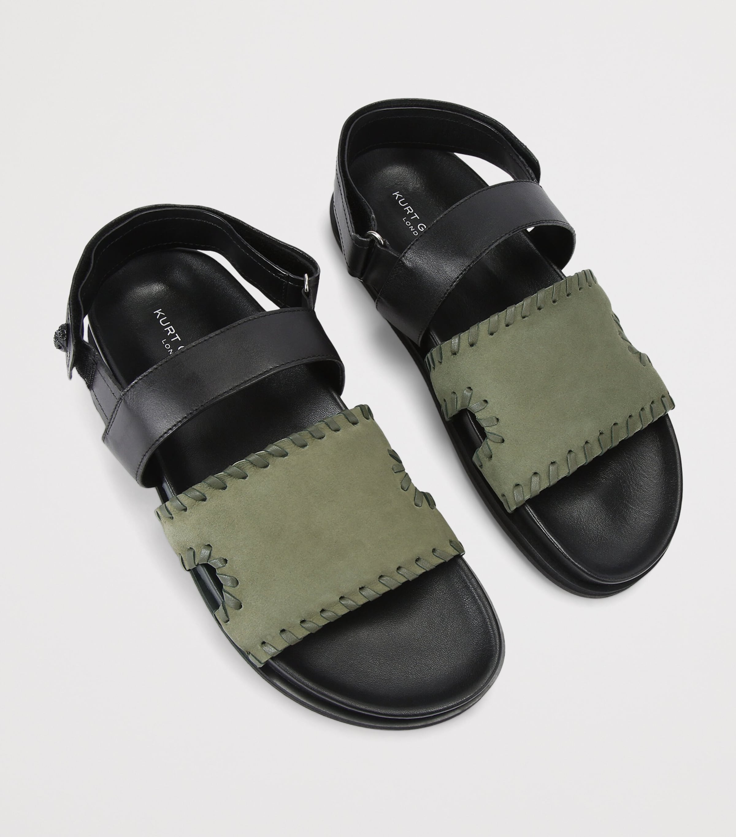 Kurt Geiger London Suede Baker Sandals Blk/green Image 4