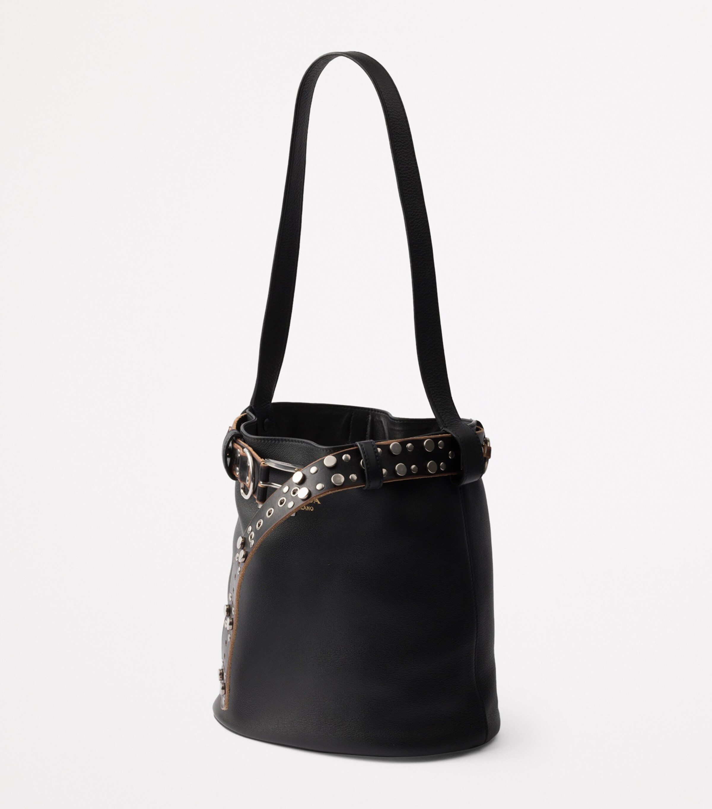 Leather Buckled Bucket Bag F0002 Image 2