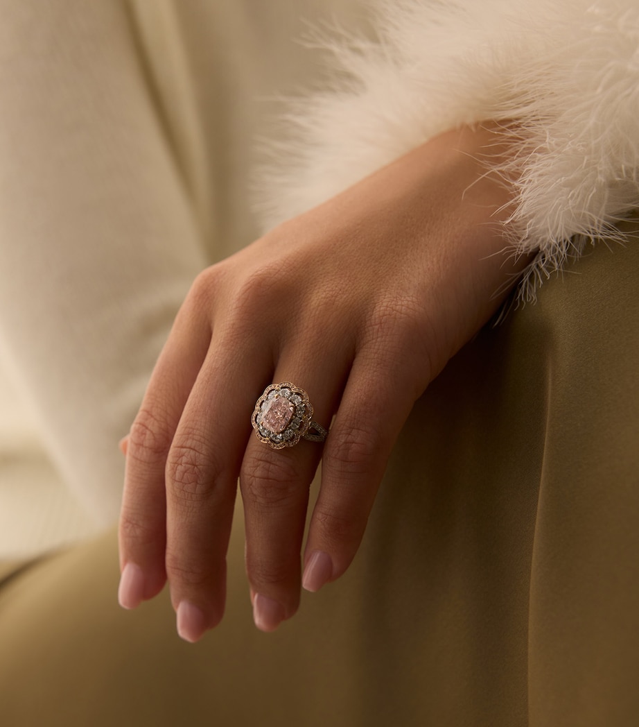 Platinum, Rose Gold and Diamond Ring SILVER Image 2