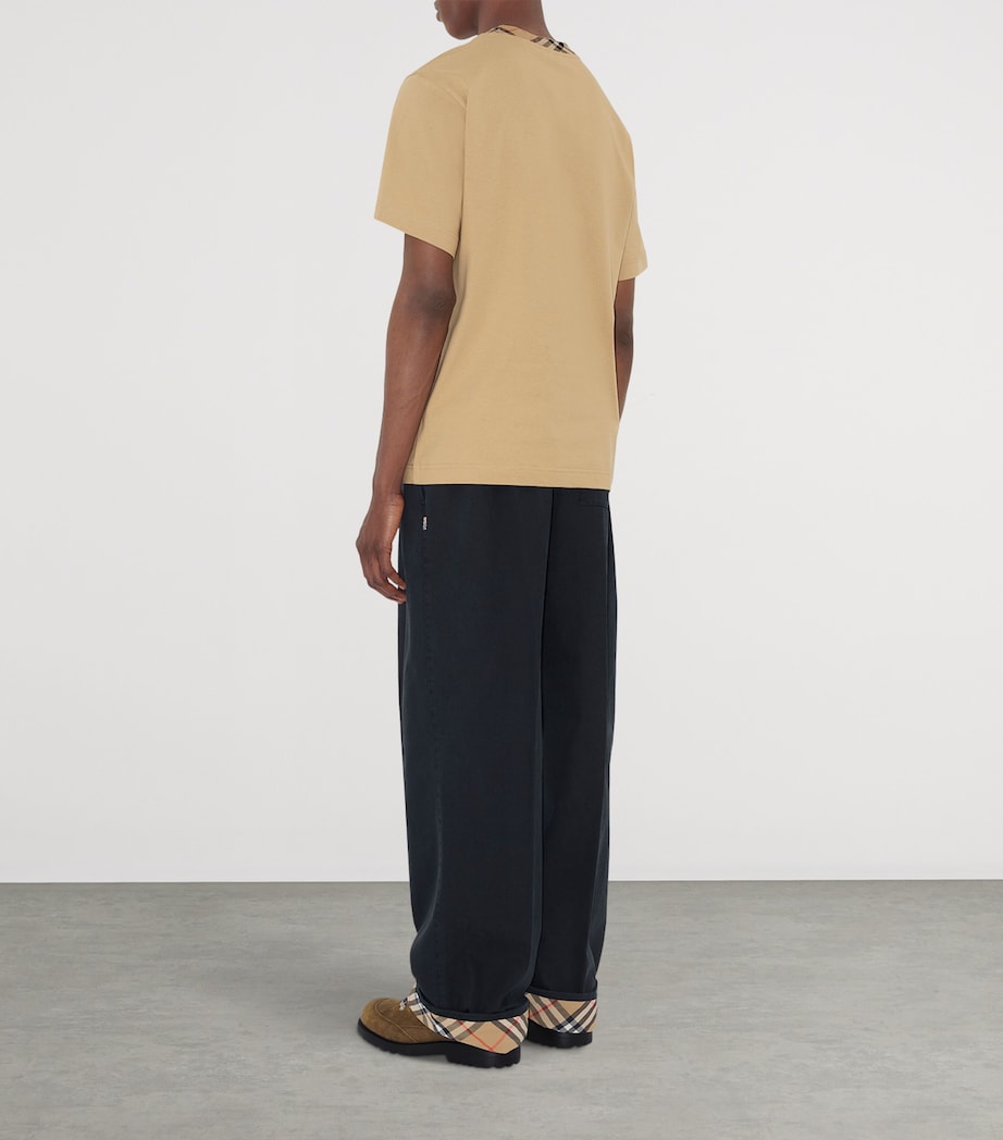 Cotton Gabardine Check-Lined Trousers NAVY Image 4