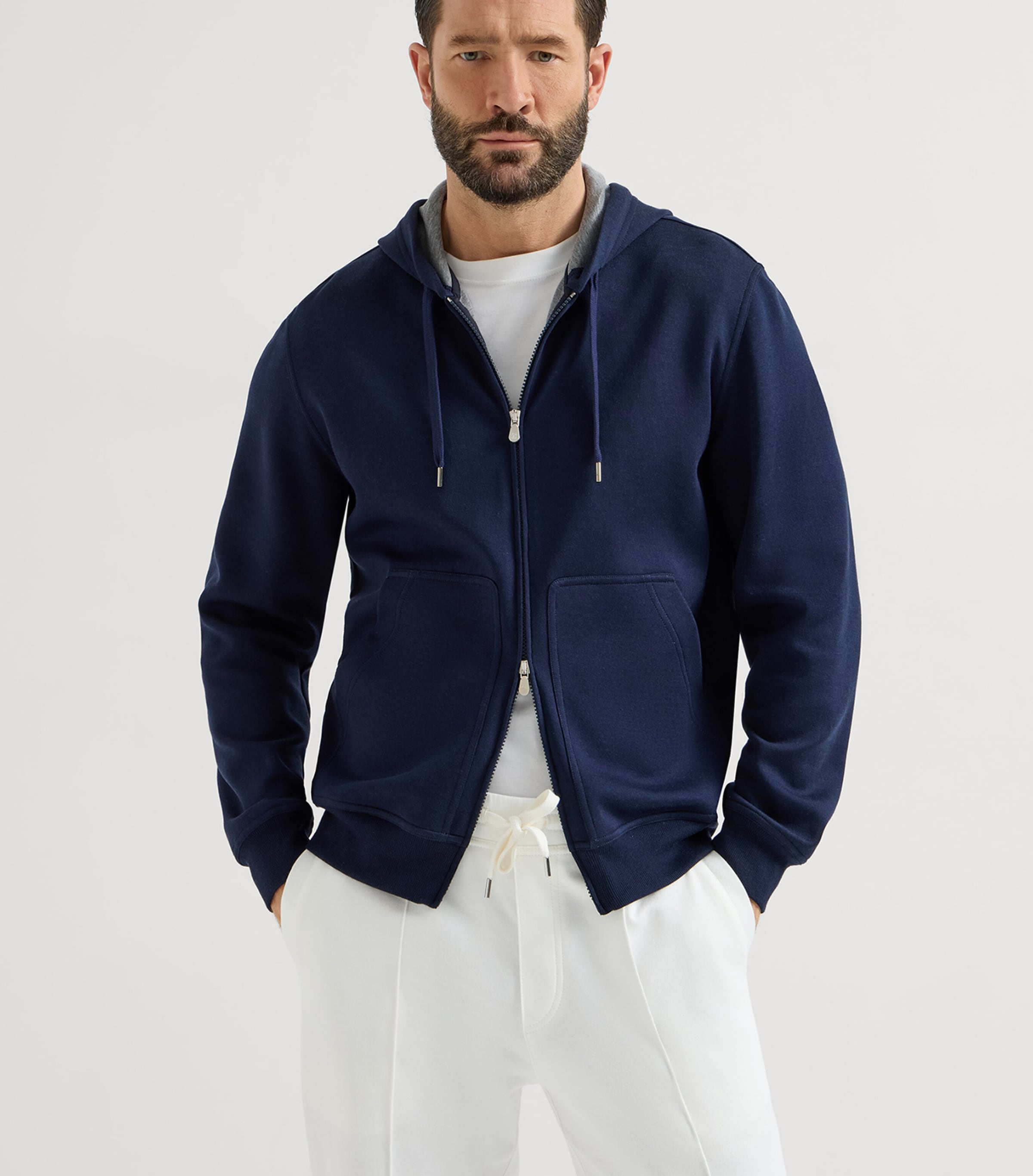 Brunello Cucinelli Mens French Terry Zip-Up Hoodie Image 4