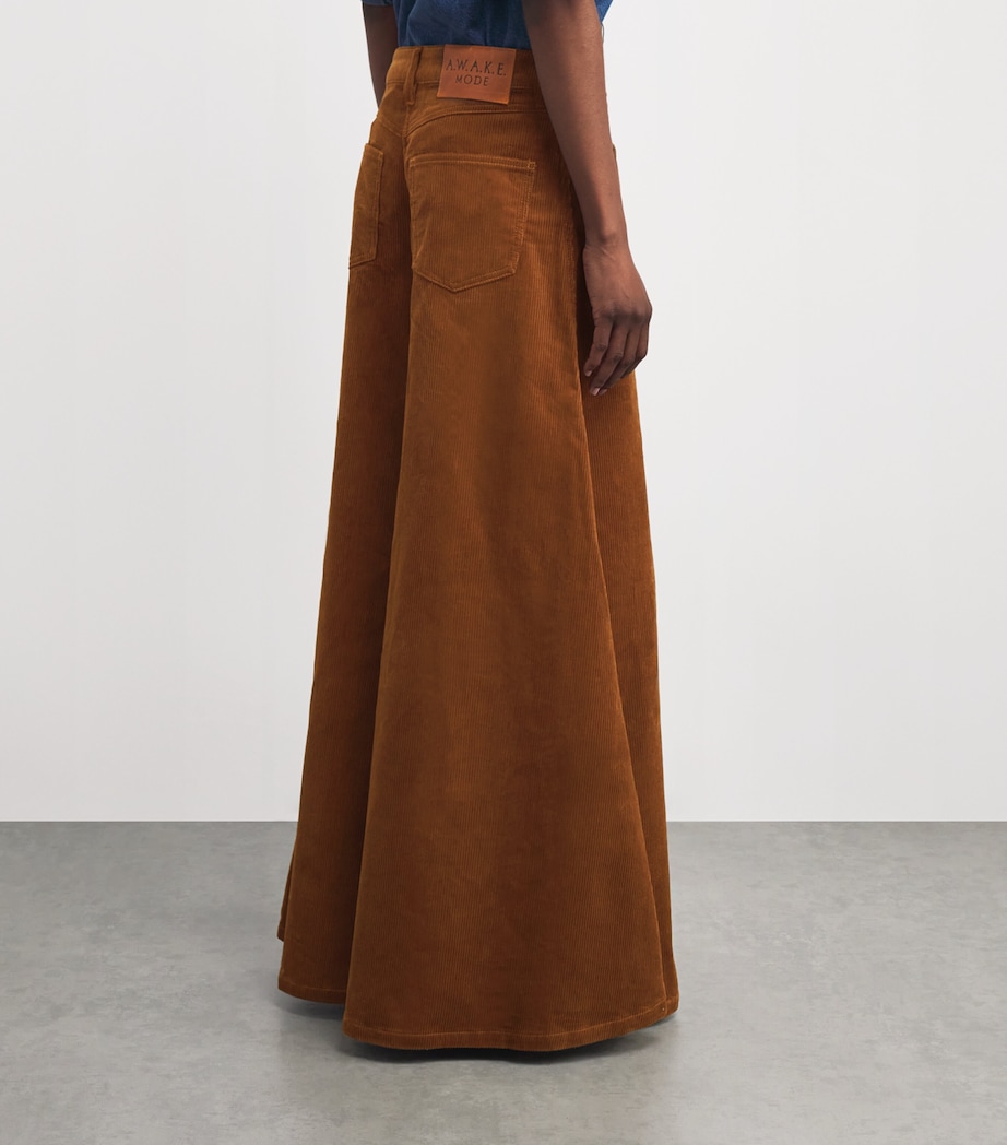 Corduroy Wide-Leg Jeans TAN Image 4