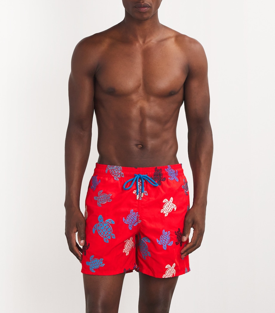 Embroidered Turtle Swim Shorts 201-COQUELICOT Image 2